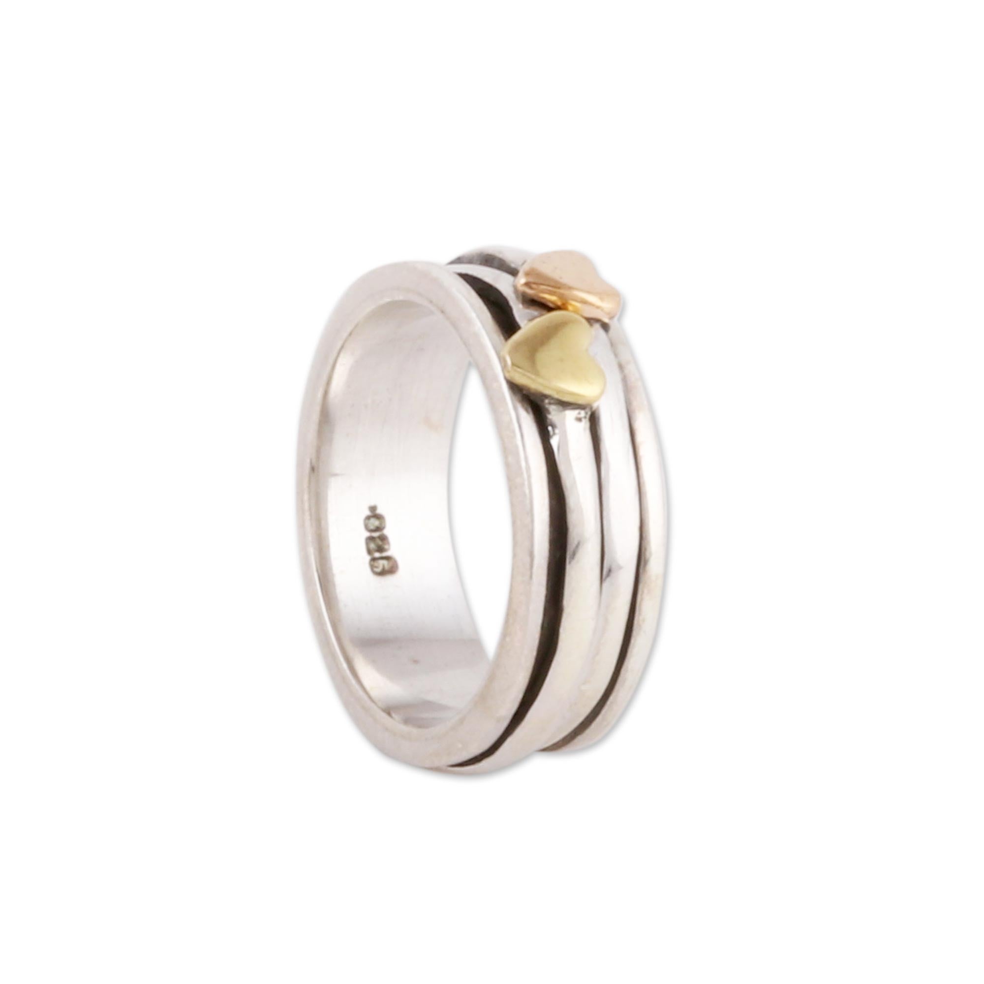 Premium Sterling Silver and Brass Heart Spinner Ring by Neetu Barathi