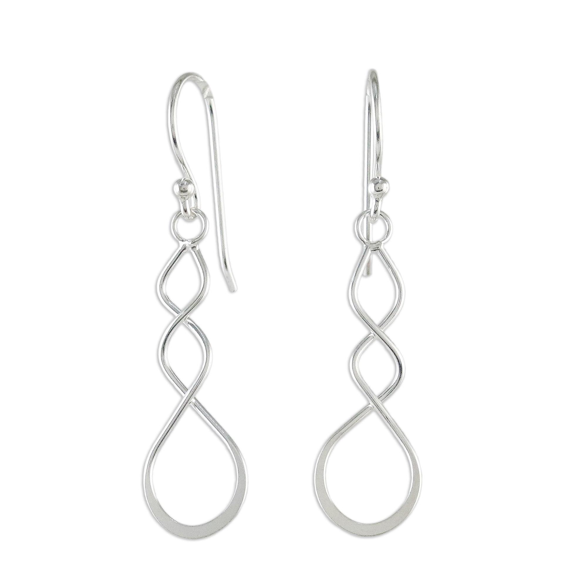 Premium Droplet Twist Sterling Silver Dangle Earrings - Handcrafted in Thailand