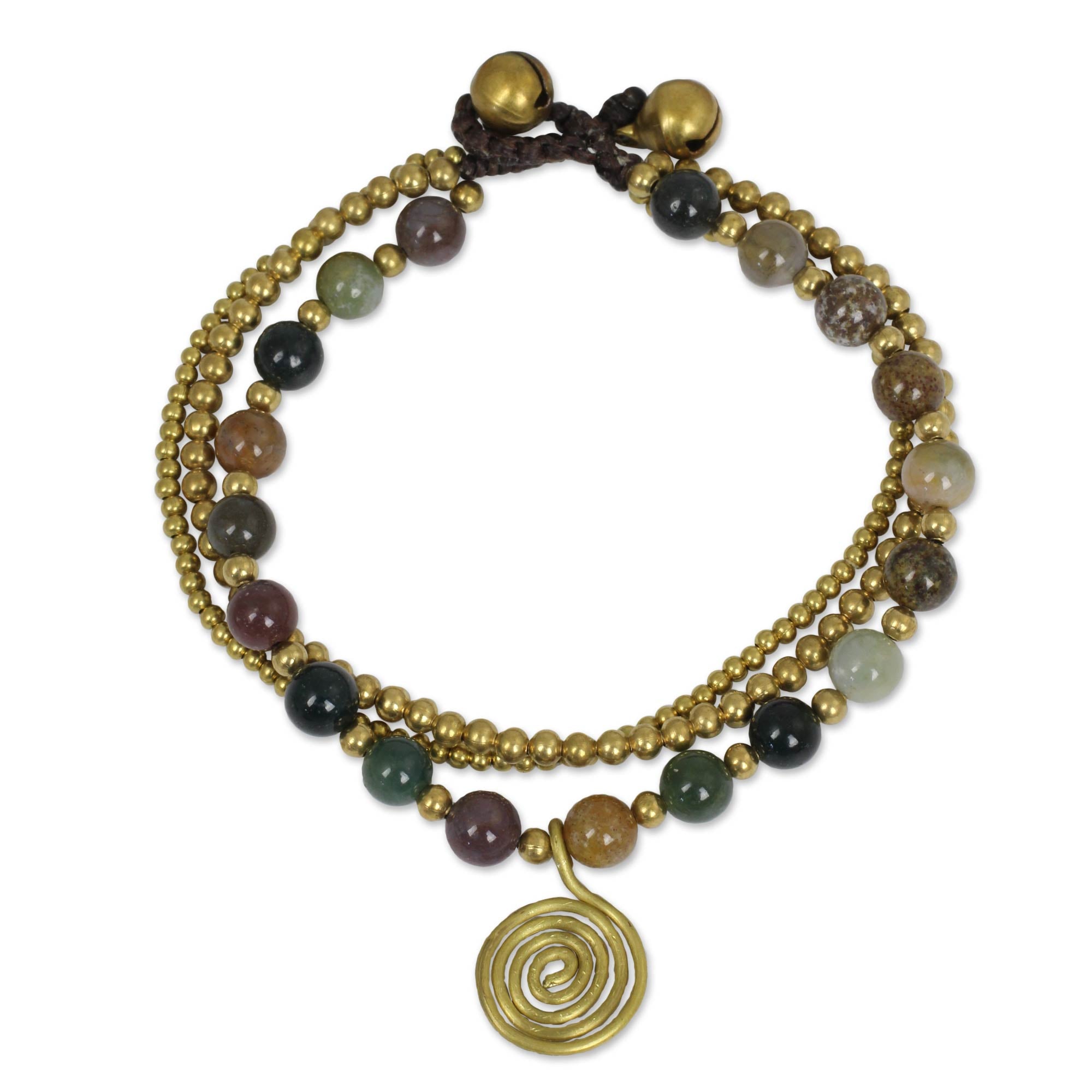 Premium Harmonious Blend Thai Beaded Jasper and Brass Bracelet