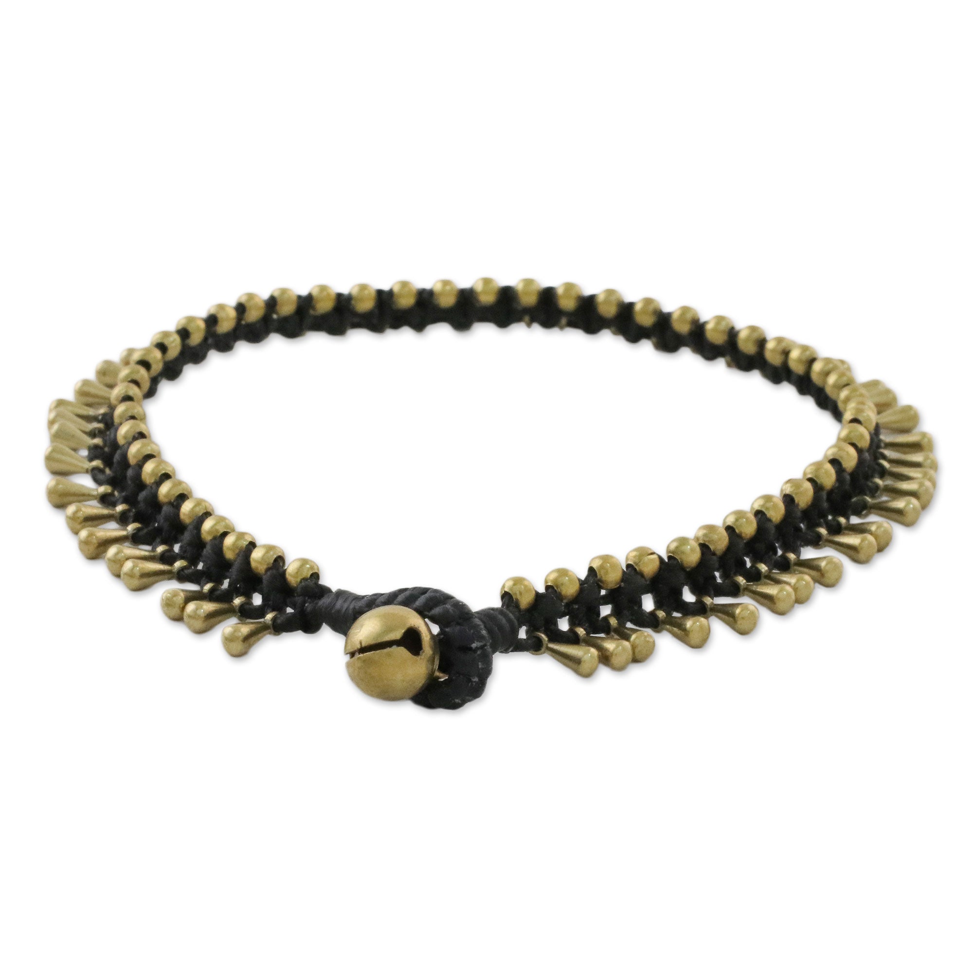 Premium Lunar Black Handcrafted Brass Anklet with Bells