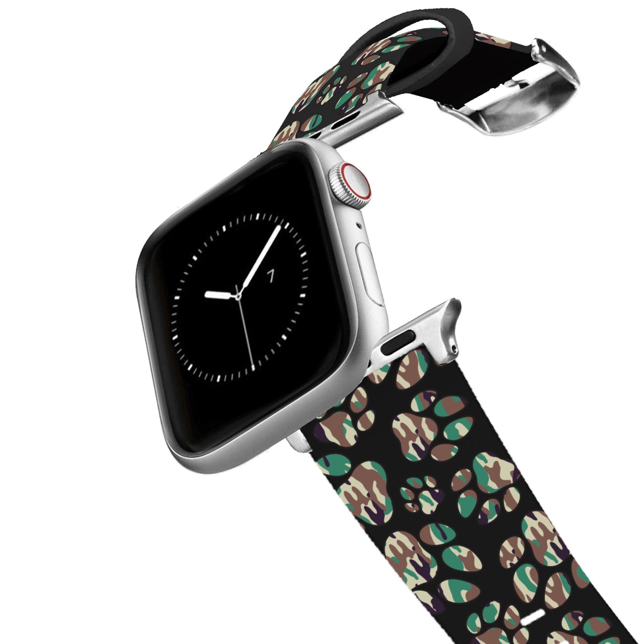 Premium Silver Paw Prints Camo Apple Watch Band - Ultimate Style & Comfort