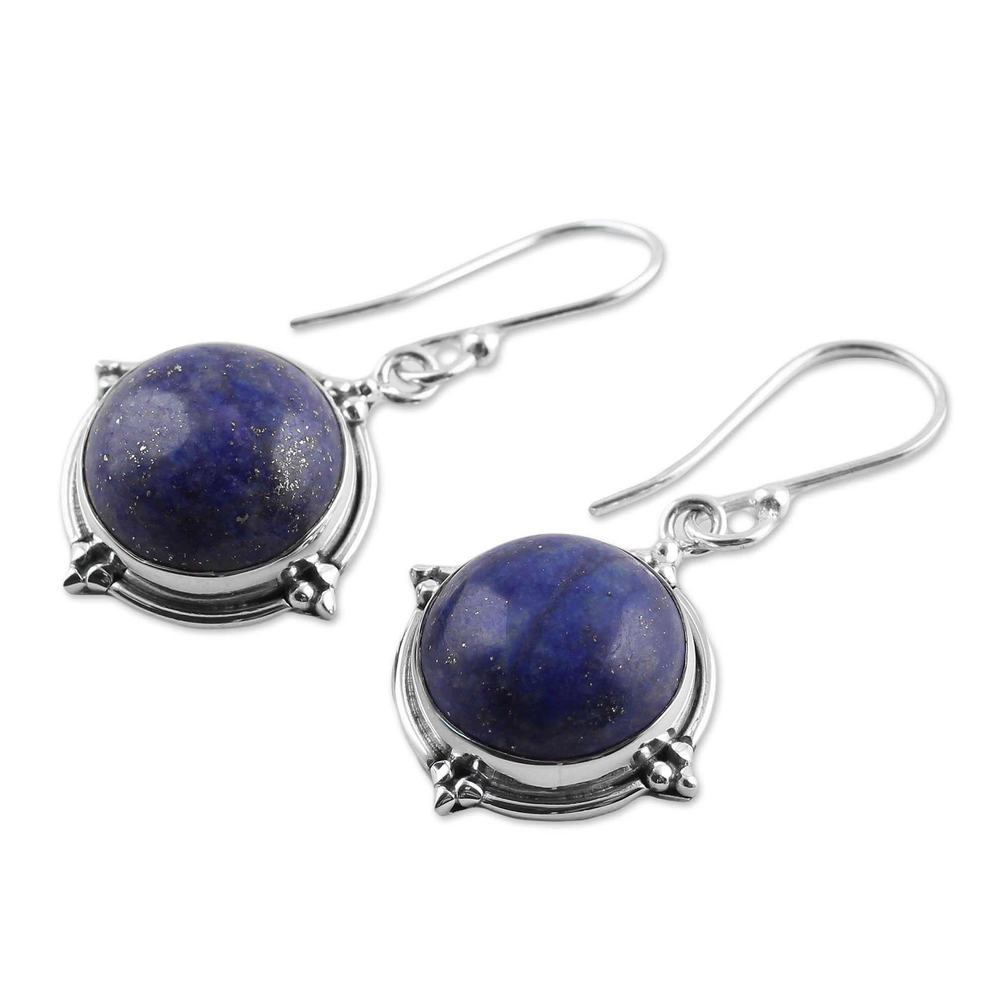 Premium Lapis Lazuli Sterling Silver Dangle Earrings - Handcrafted in India