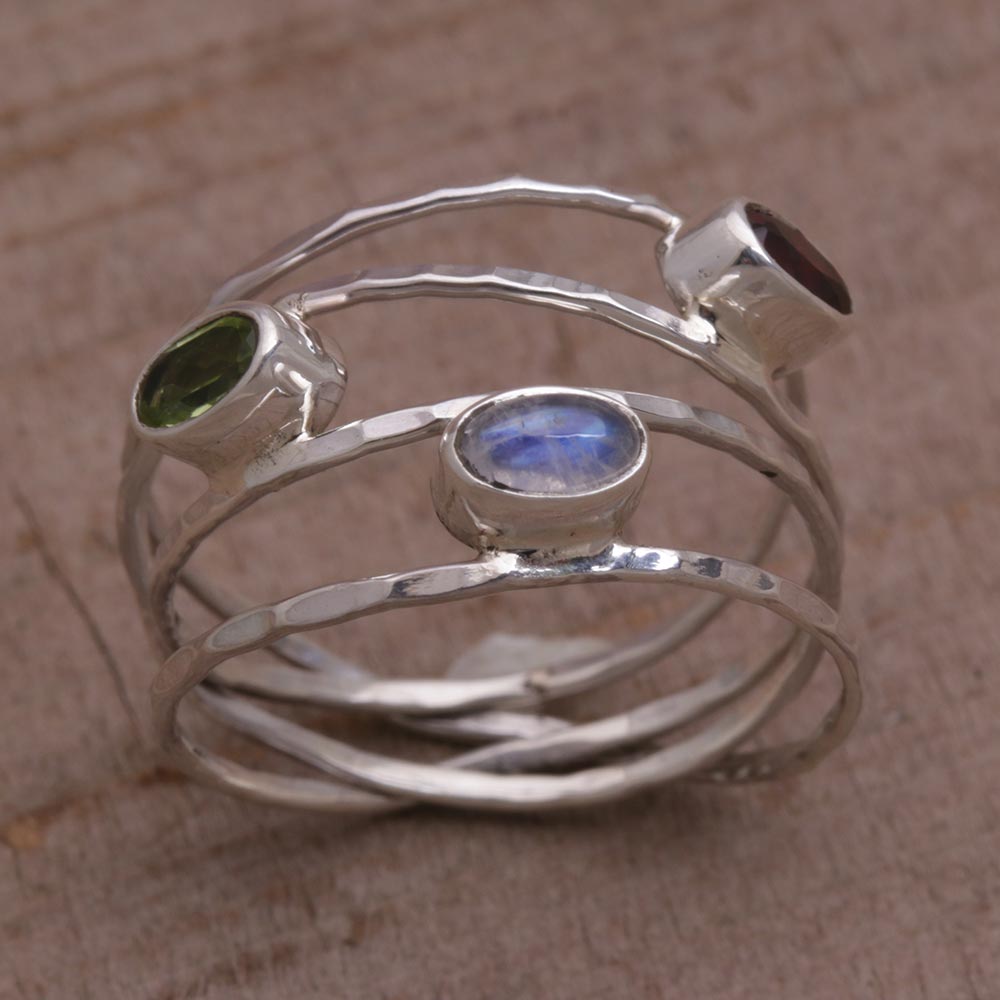 Premium Multigemstone Sterling Silver Ring – Handcrafted in Bali