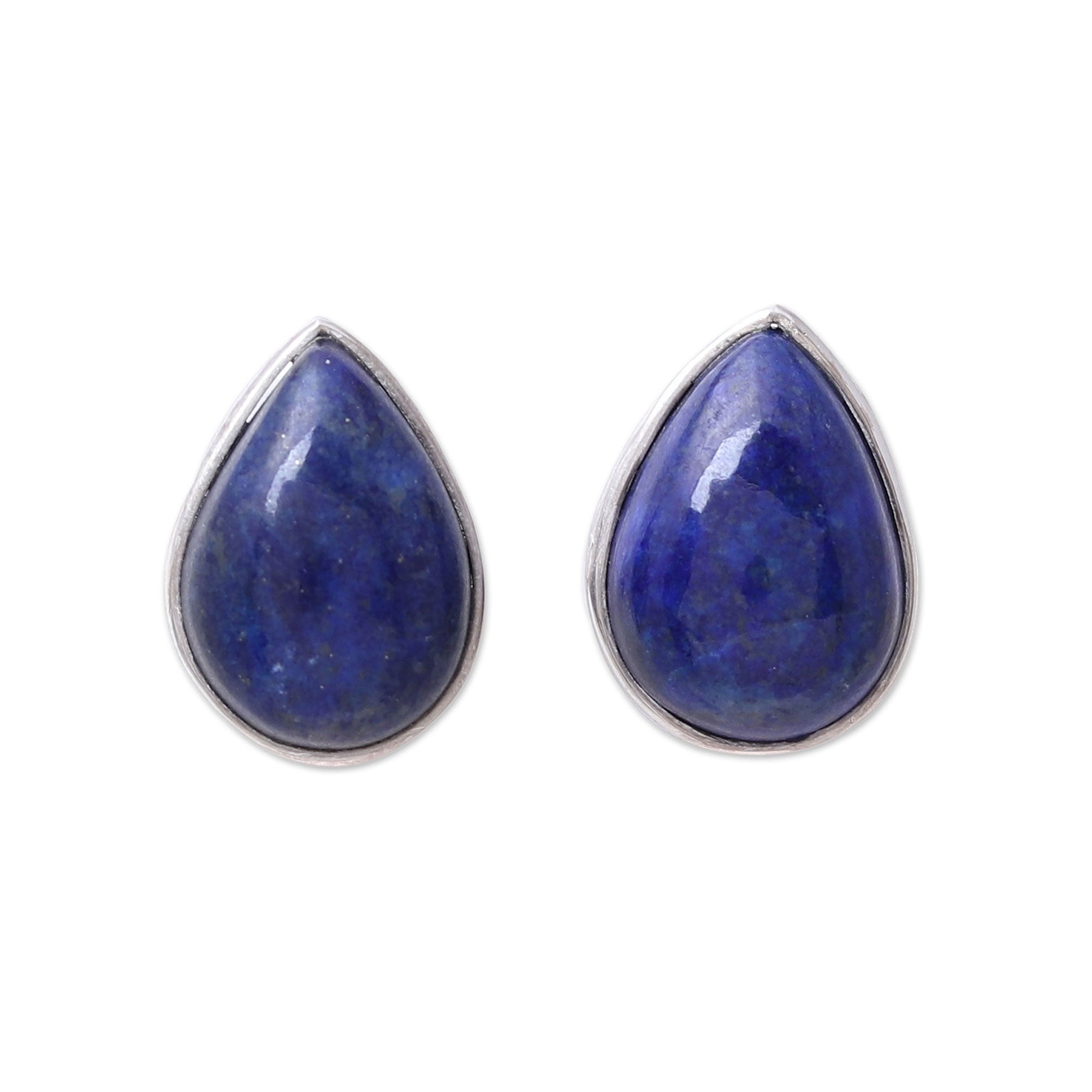 Premium Mystic Tears Lapis Lazuli Sterling Silver Earrings - Handcrafted in India