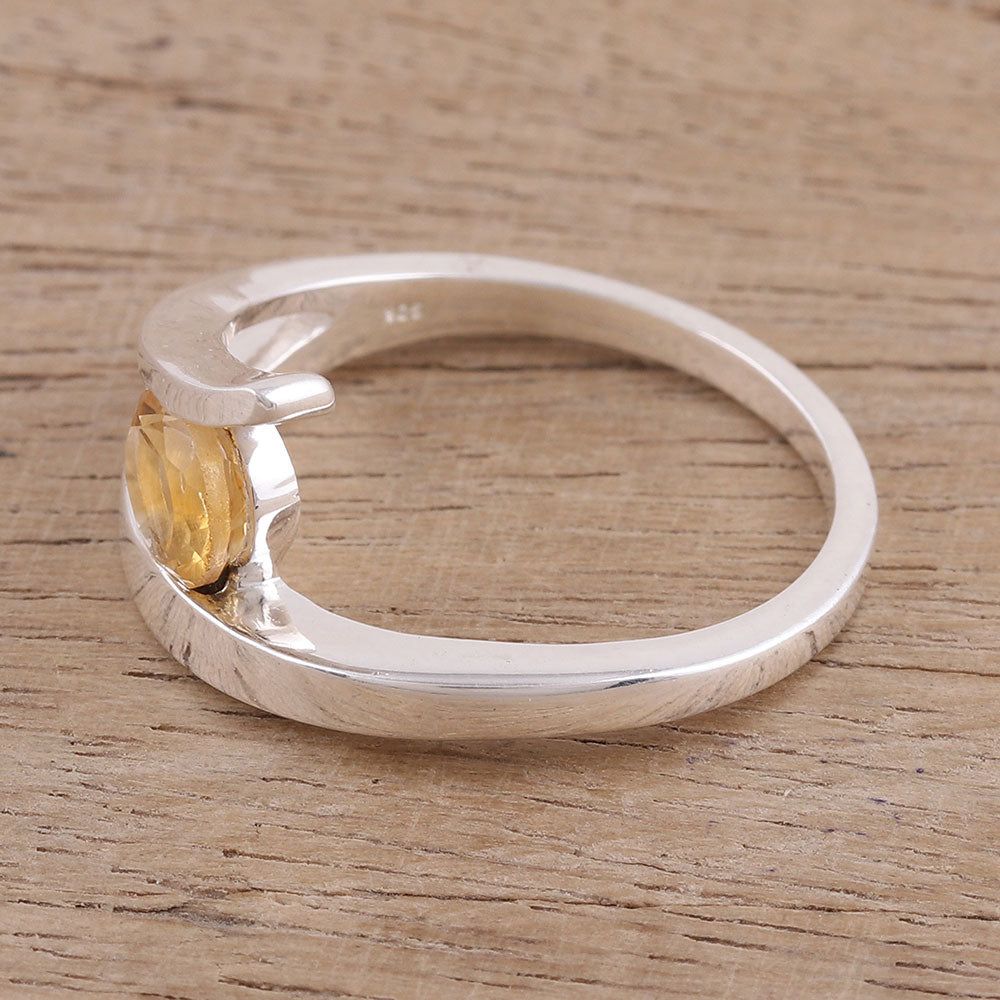 Premium Dazzling Love Handcrafted Sterling Silver Citrine Solitaire Ring