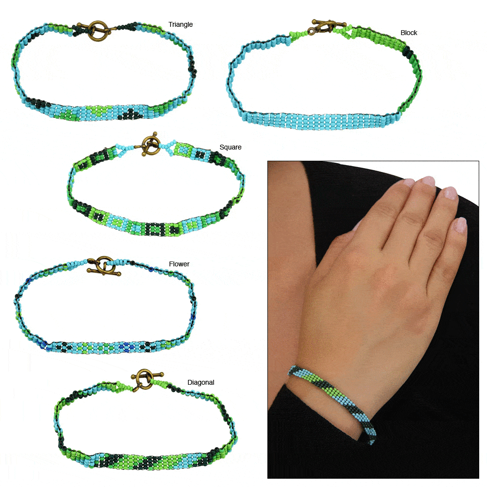 Premium Haitian Bead Weaver Bracelet - Blue Hues Collection