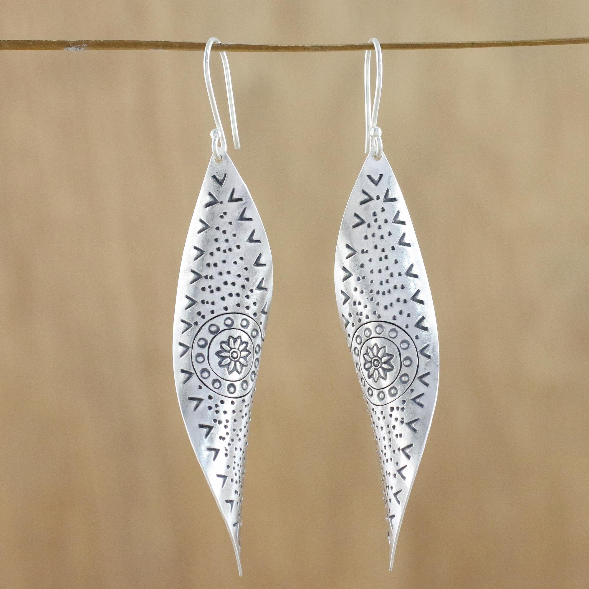 Premium Karen Silver Dangle Earrings – Handcrafted in Thailand