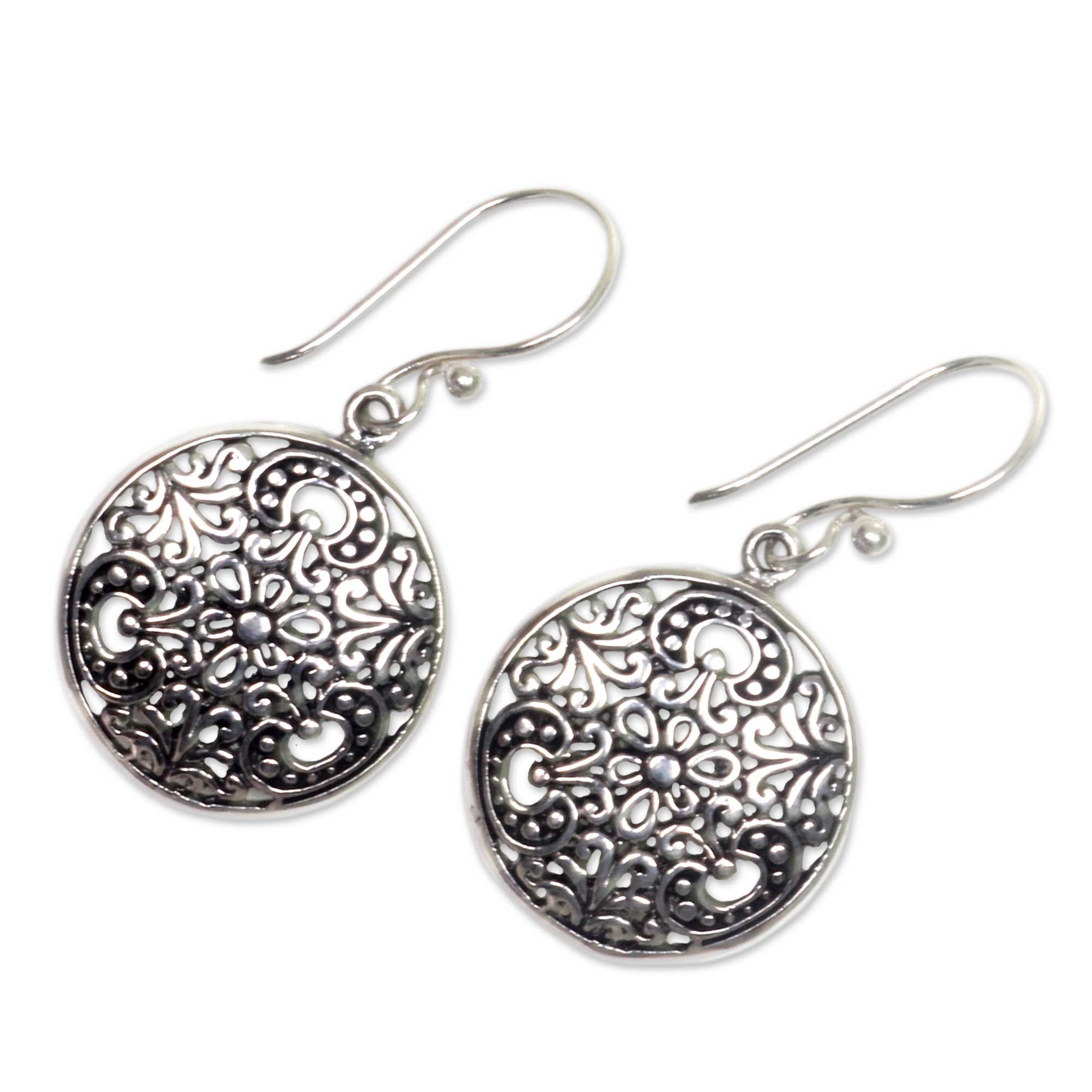 Premium Sacred Moon Balinese Sterling Silver Hook Earrings