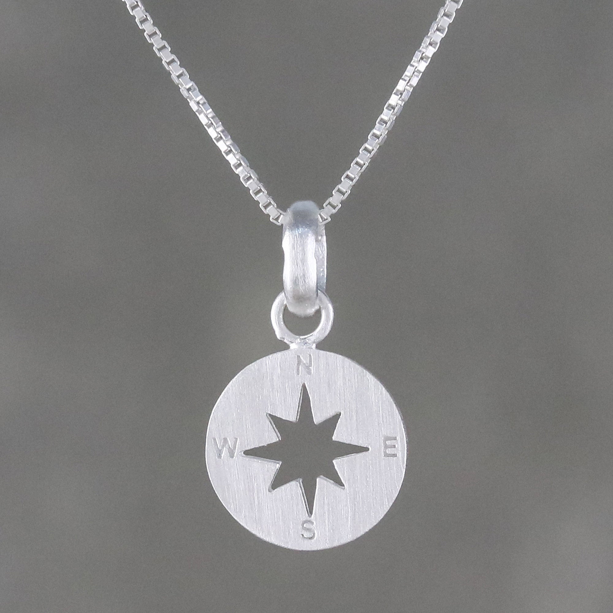 Premium Sterling Silver Compass Pendant Necklace - Handcrafted in Thailand