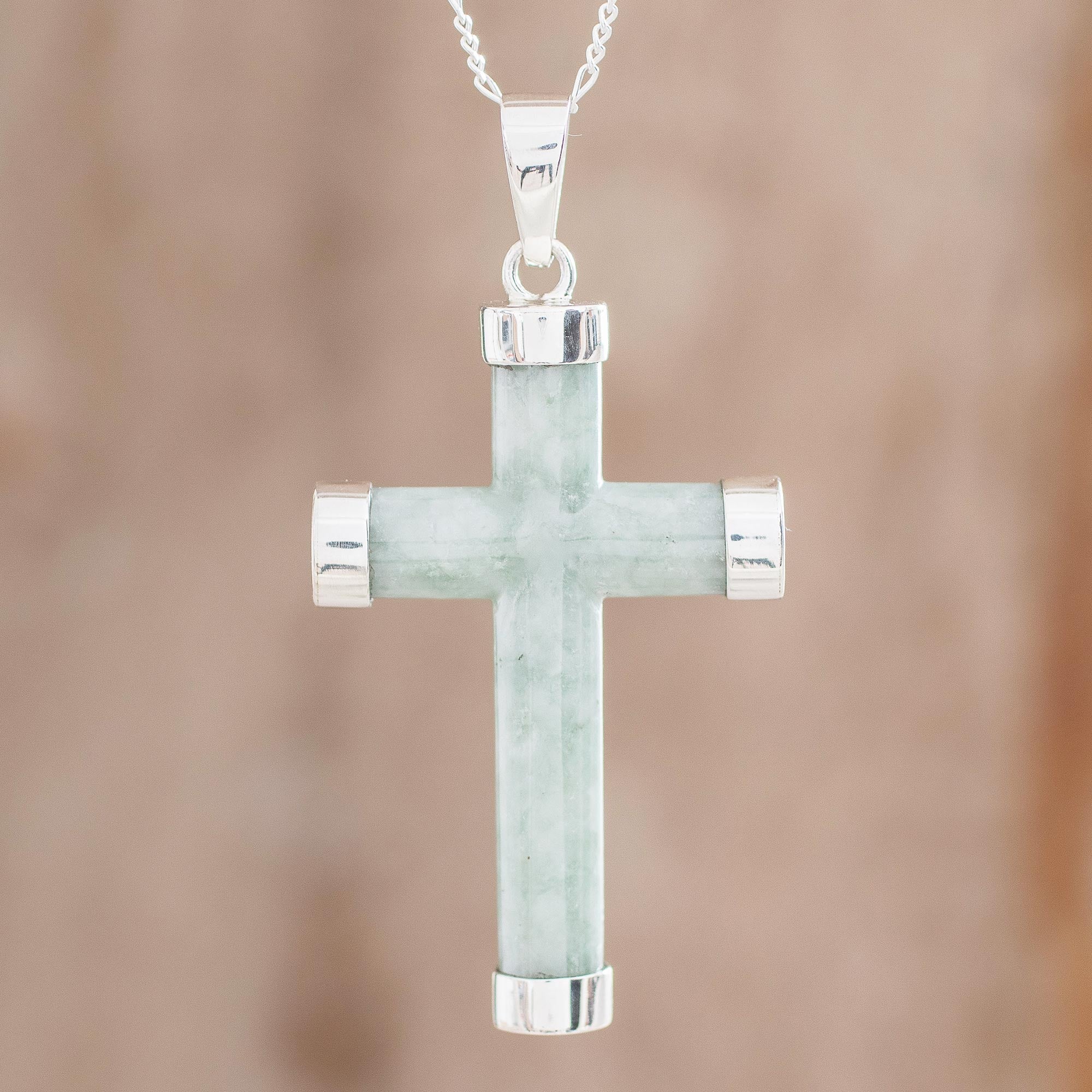 Premium Mayan Cross Necklace - Sterling Silver & Jade