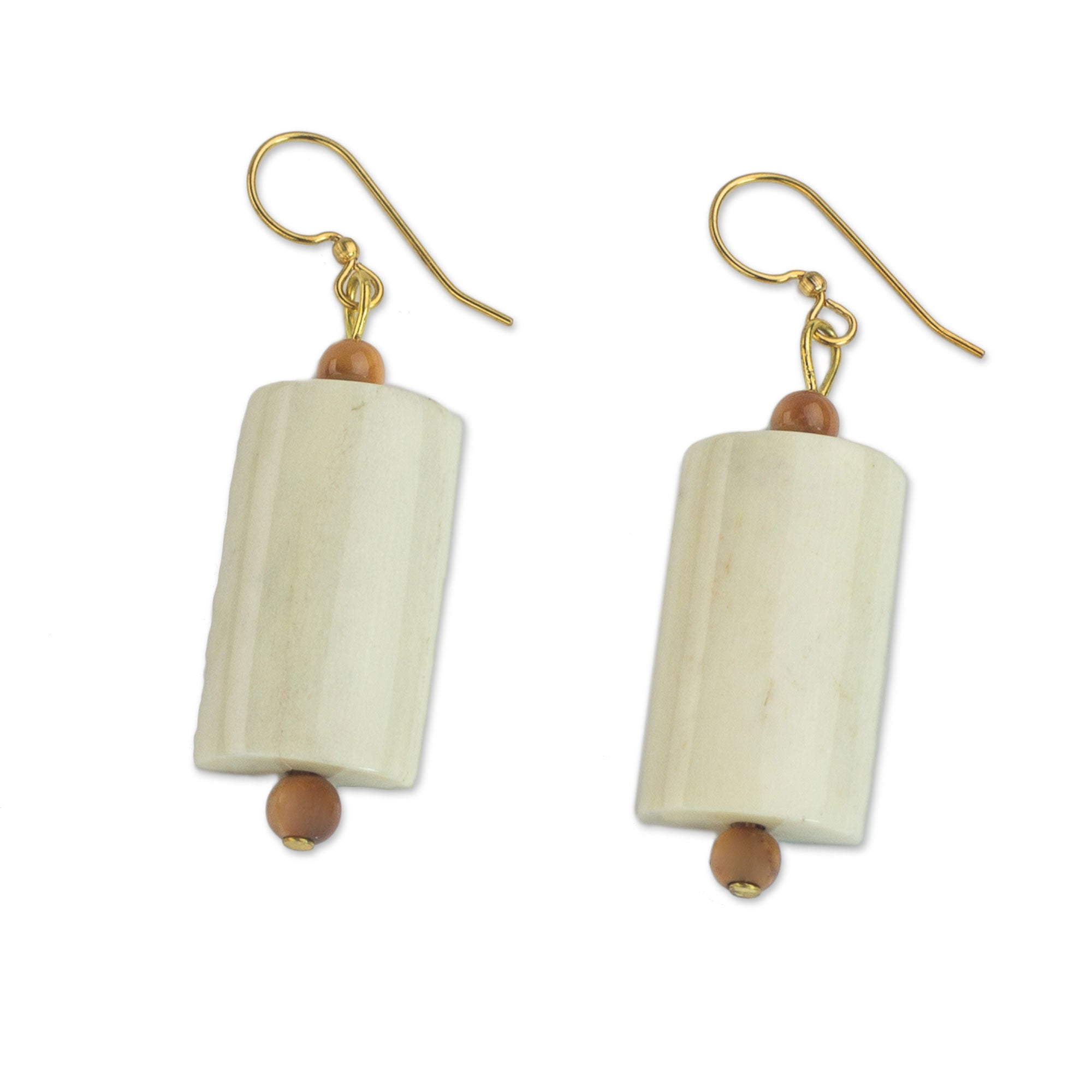 Premium Glowing Path Handmade Cow Bone Dangle Earrings – West African Artisan Collection