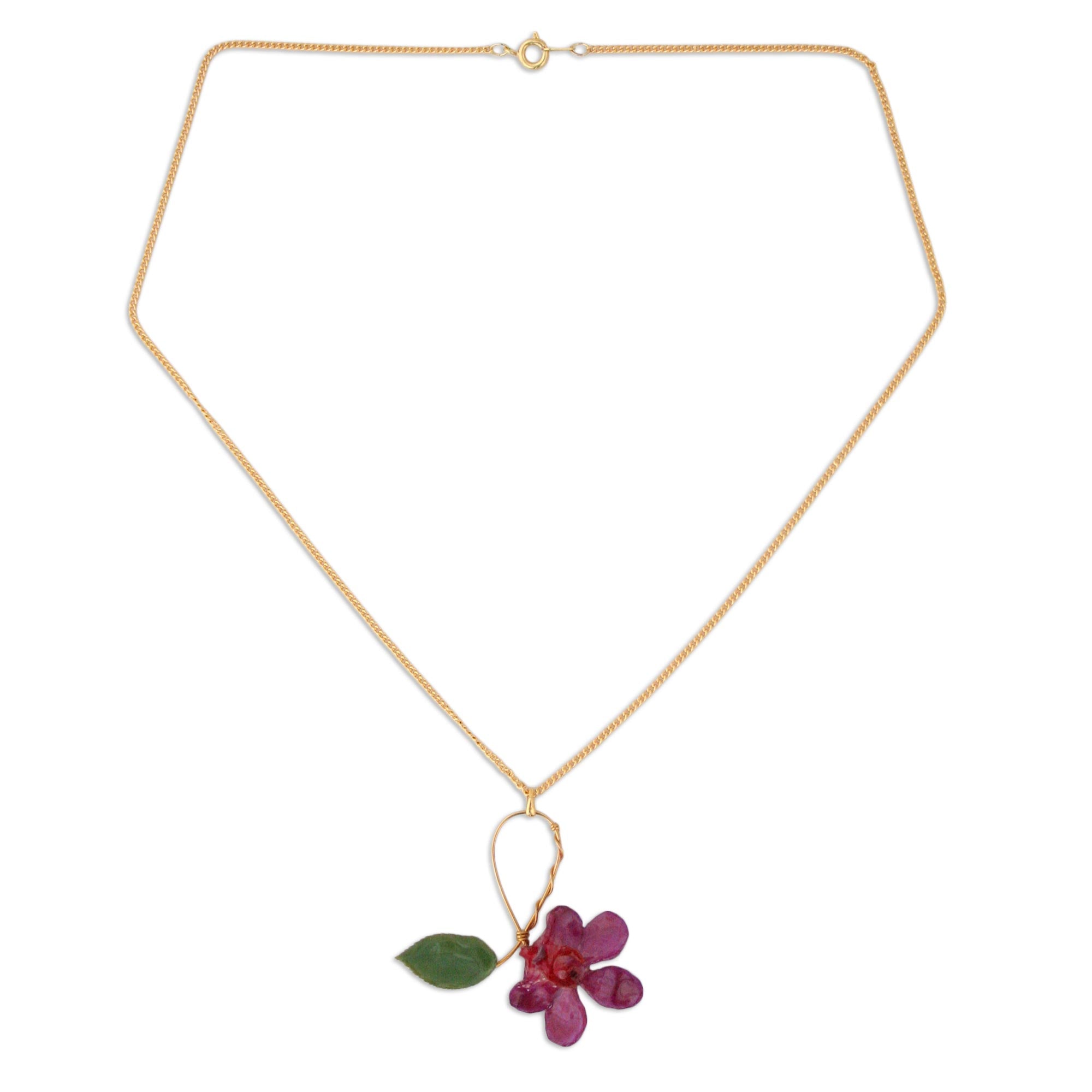 Premium Gold-Plated Orchid Pendant Necklace - Timeless Elegance