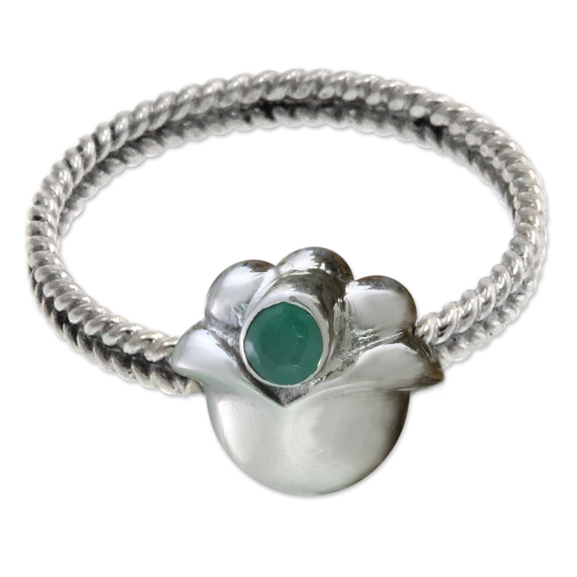 Premium Lily of the Valley Sterling Silver & Emerald Ring - Handcrafted Elegance