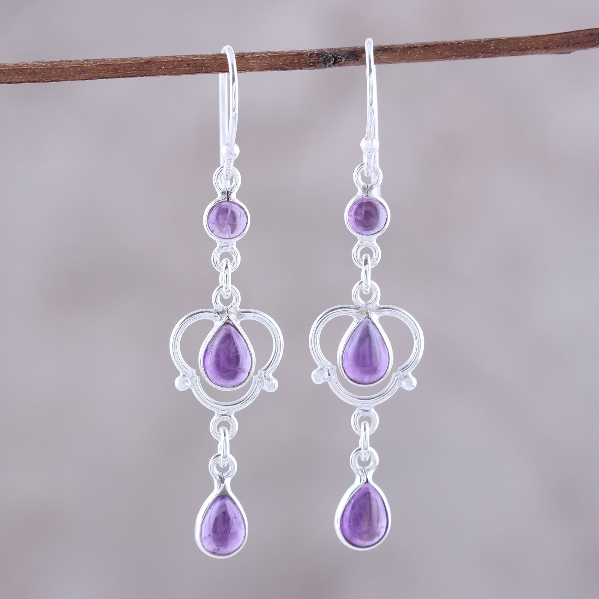 Premium Violet Rain Amethyst Dangle Earrings - Ultimate Feminine Glamour