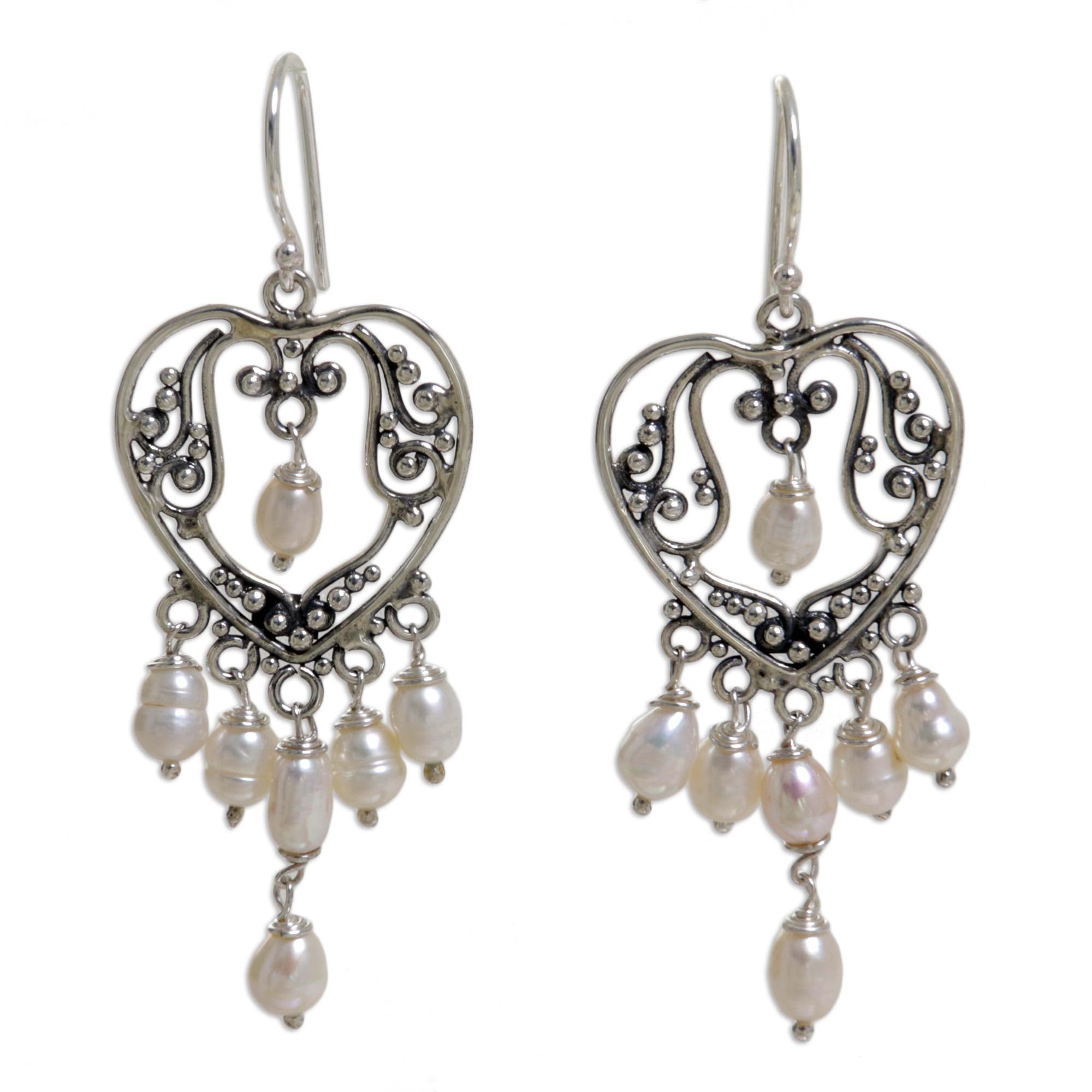 Premium Heart Symphony Sterling Silver Chandelier Earrings