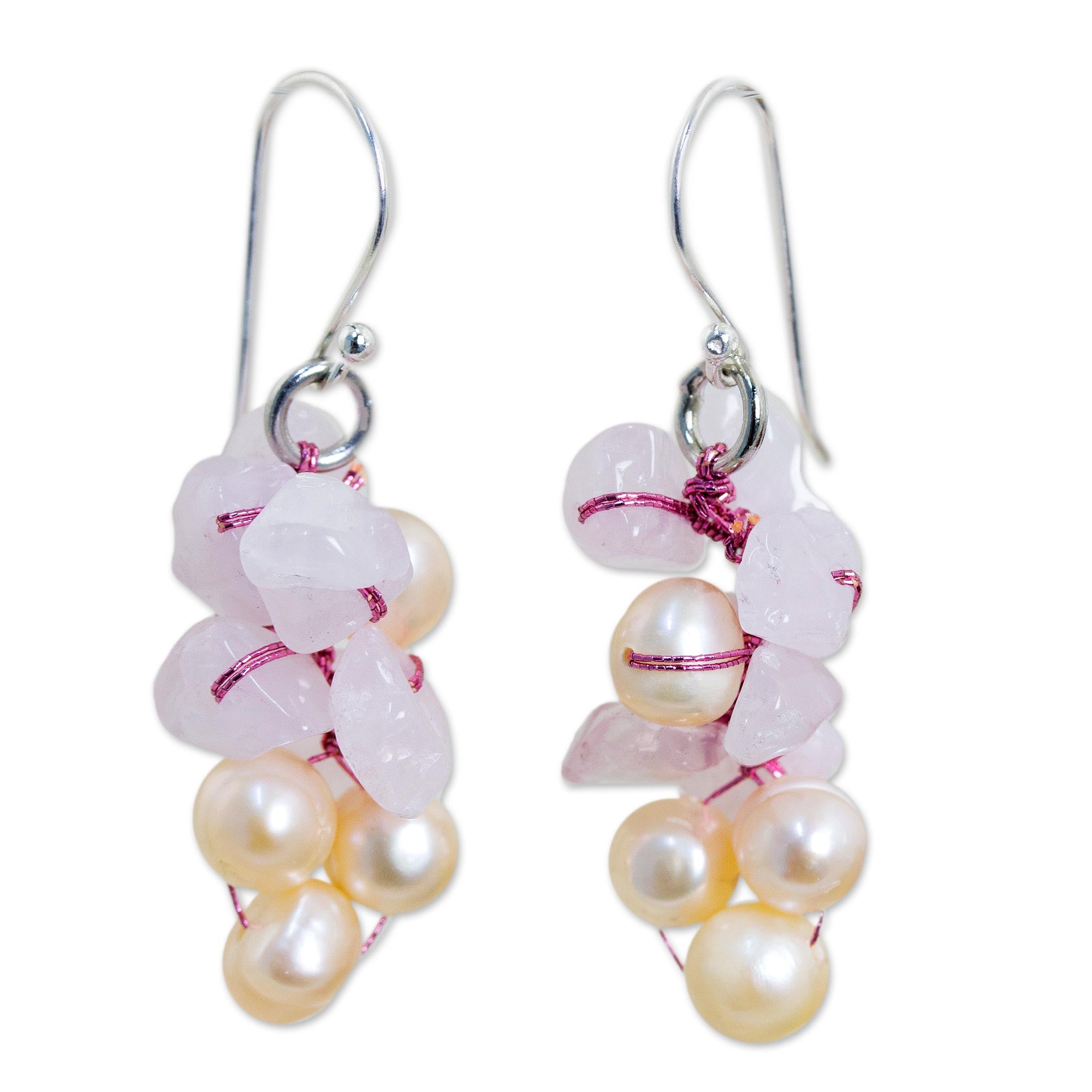 Premium Pink Bouquet Pearl Earrings - Handcrafted Elegance