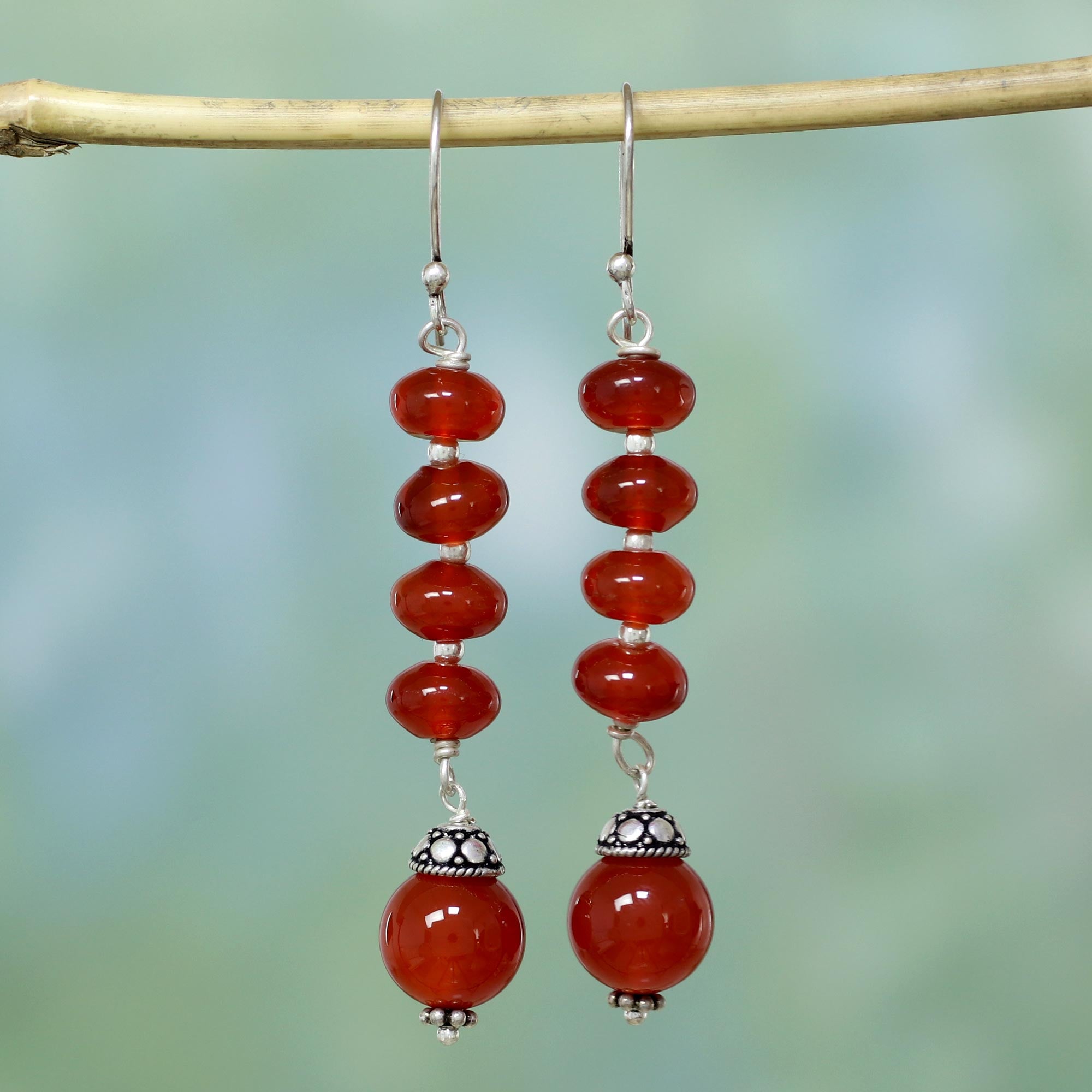 Premium Fire Fall Carnelian Dangle Earrings