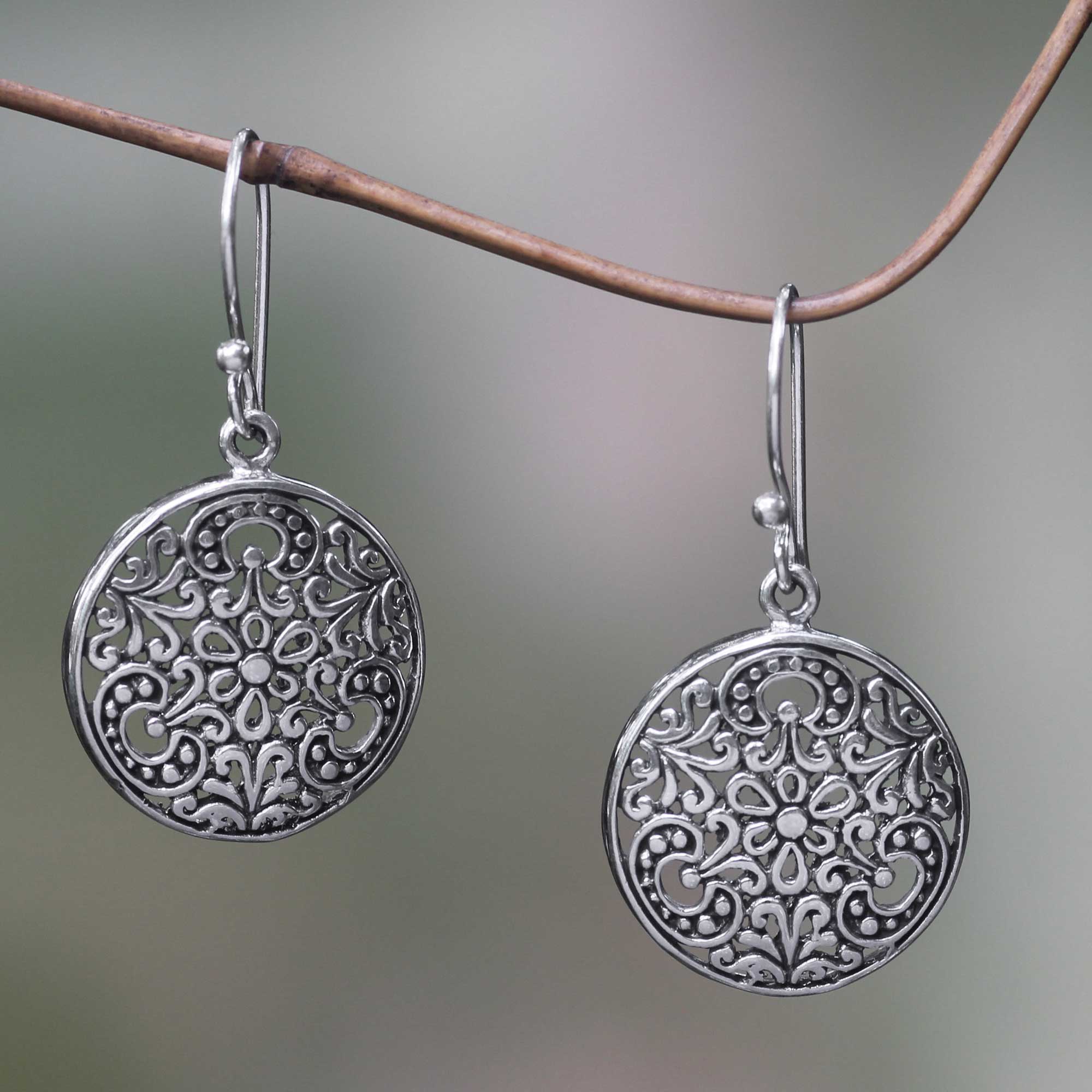 Premium Sacred Moon Balinese Sterling Silver Hook Earrings