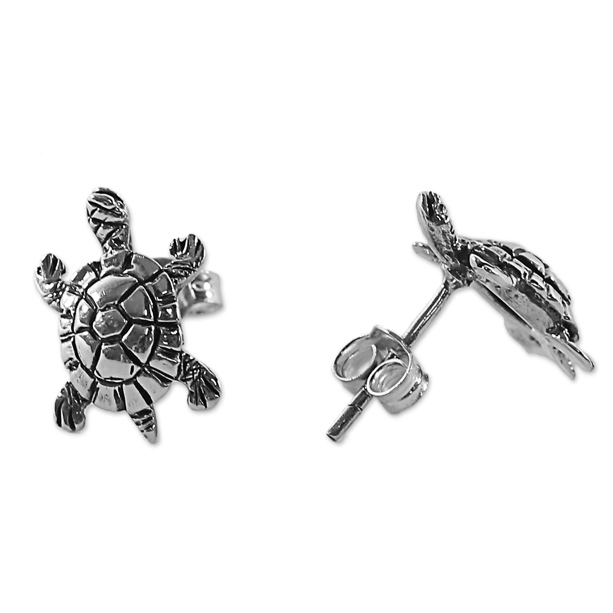 Premium Little Turtles Sterling Silver Earrings - Handmade in Thailand