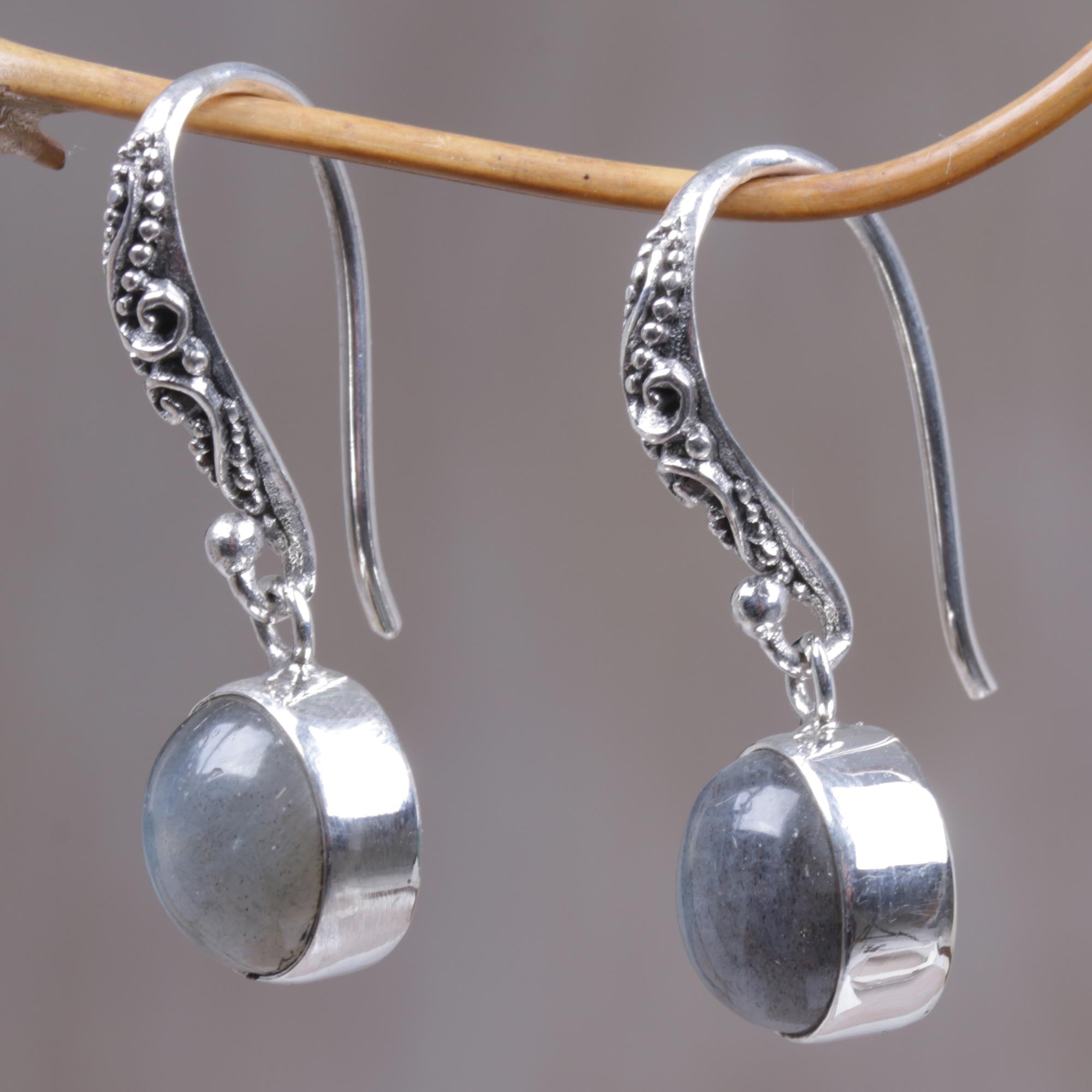 Premium Moonlight Labradorite Silver Earrings - Handmade Elegance