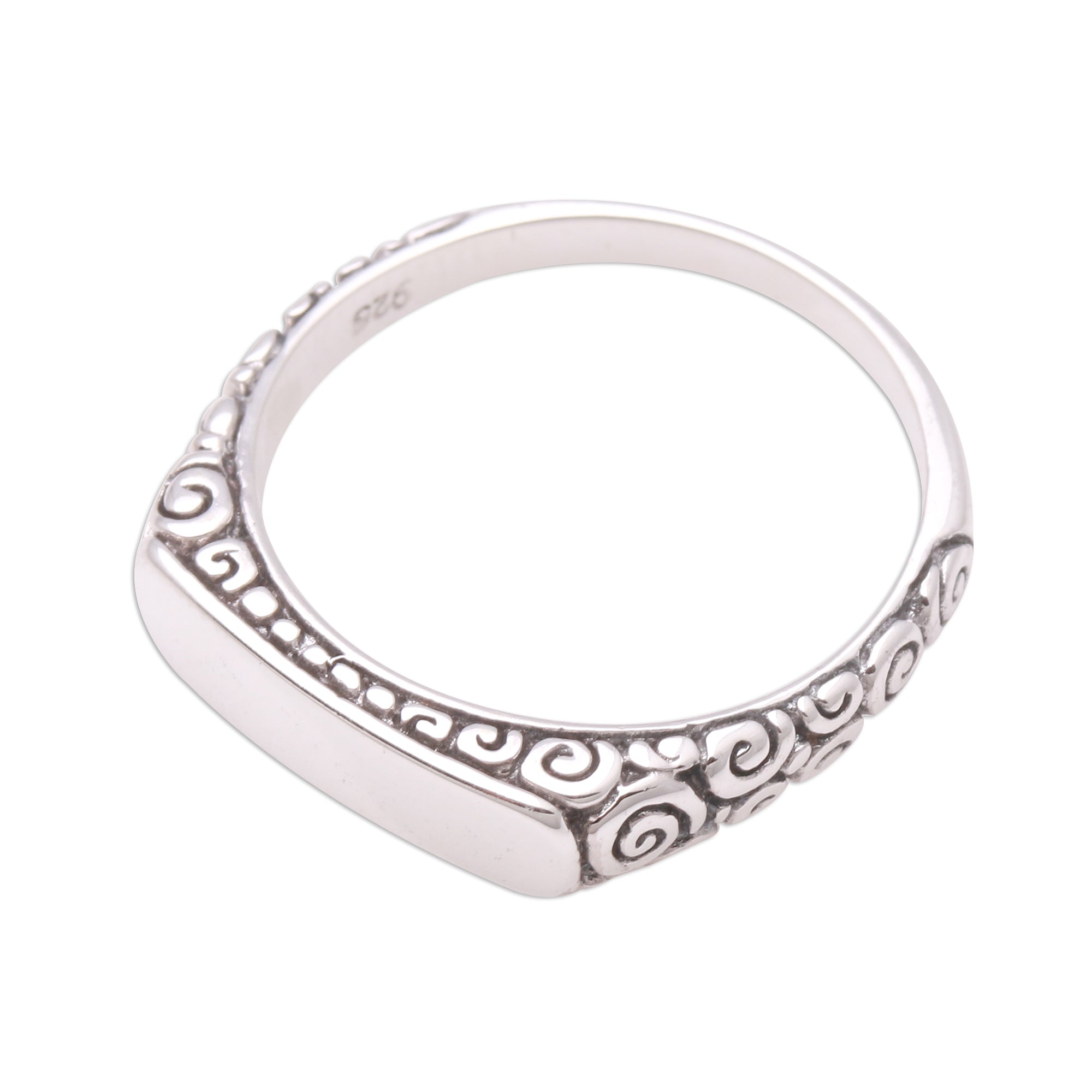 Premium Intaglio Sterling Silver Band Ring - Buddha's Curl Design from Bali