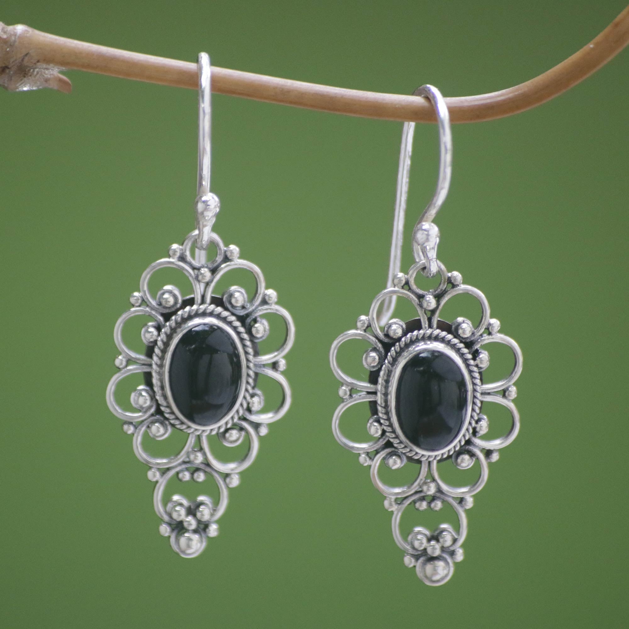 Premium Night Onyx Dangle Earrings - Handcrafted Elegance