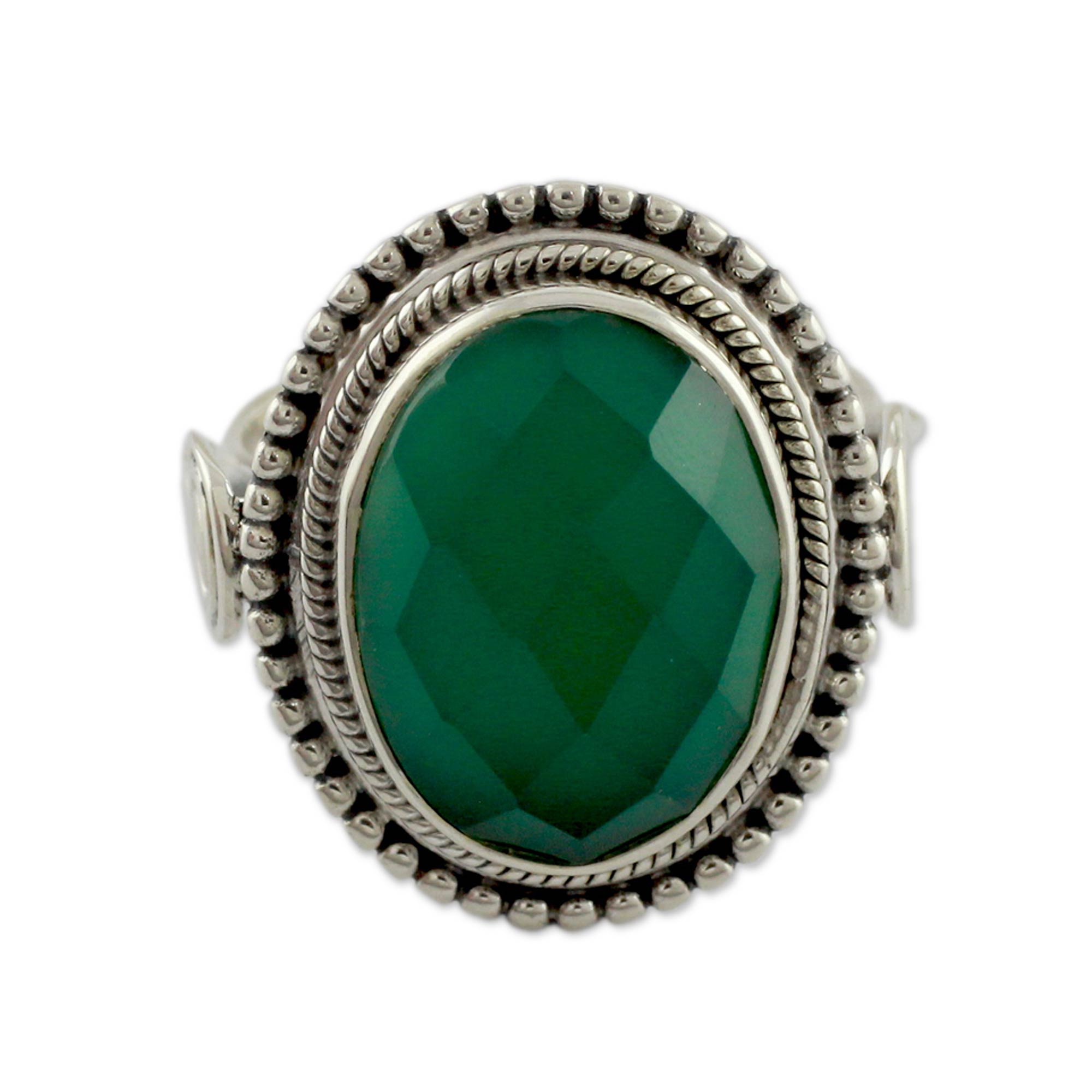 Premium Green Onyx Sterling Silver Cocktail Ring - Ultimate Elegance