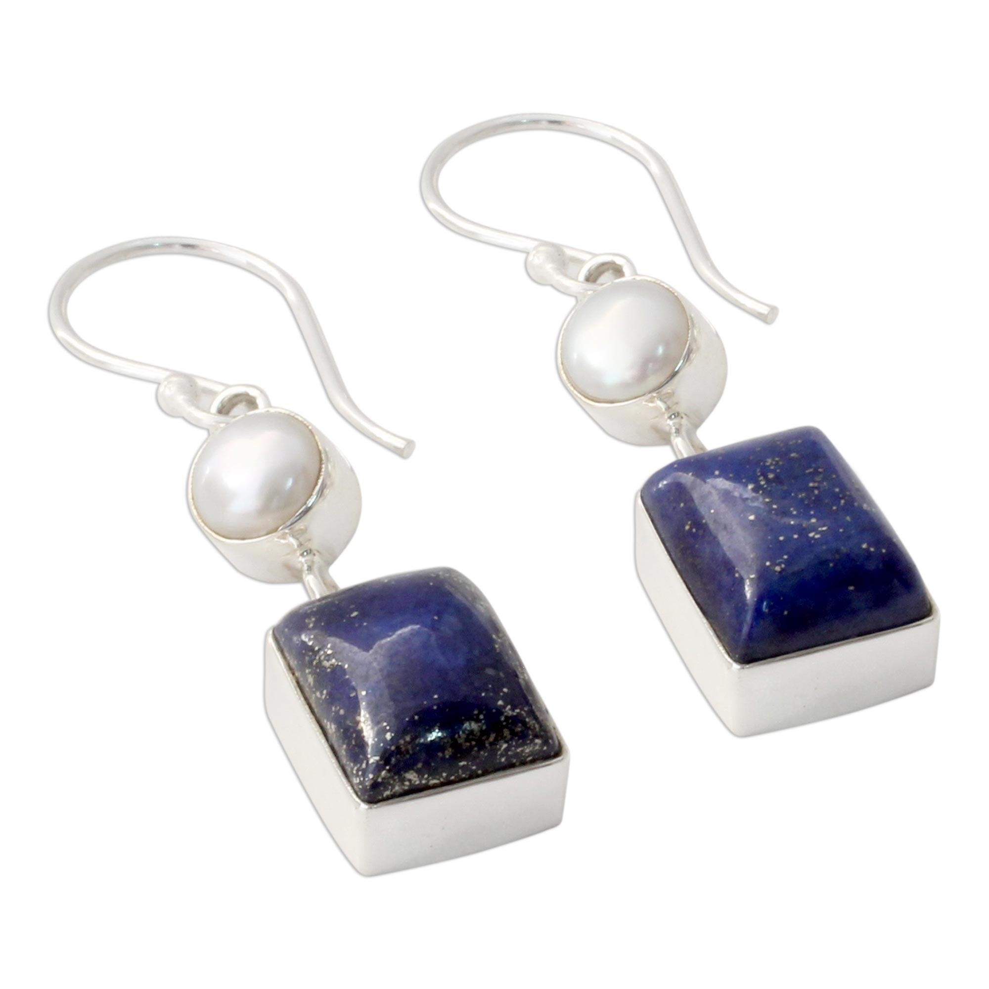 Premium Bangalore Glam Lapis Lazuli & Pearl Earrings