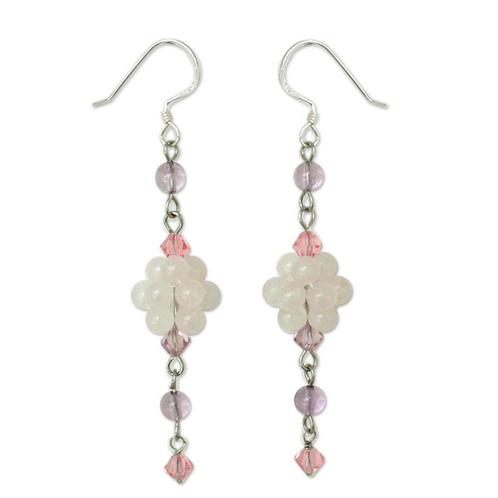 Premium Enchanted Bloom Multi-Gem Quartz Dangle Earrings