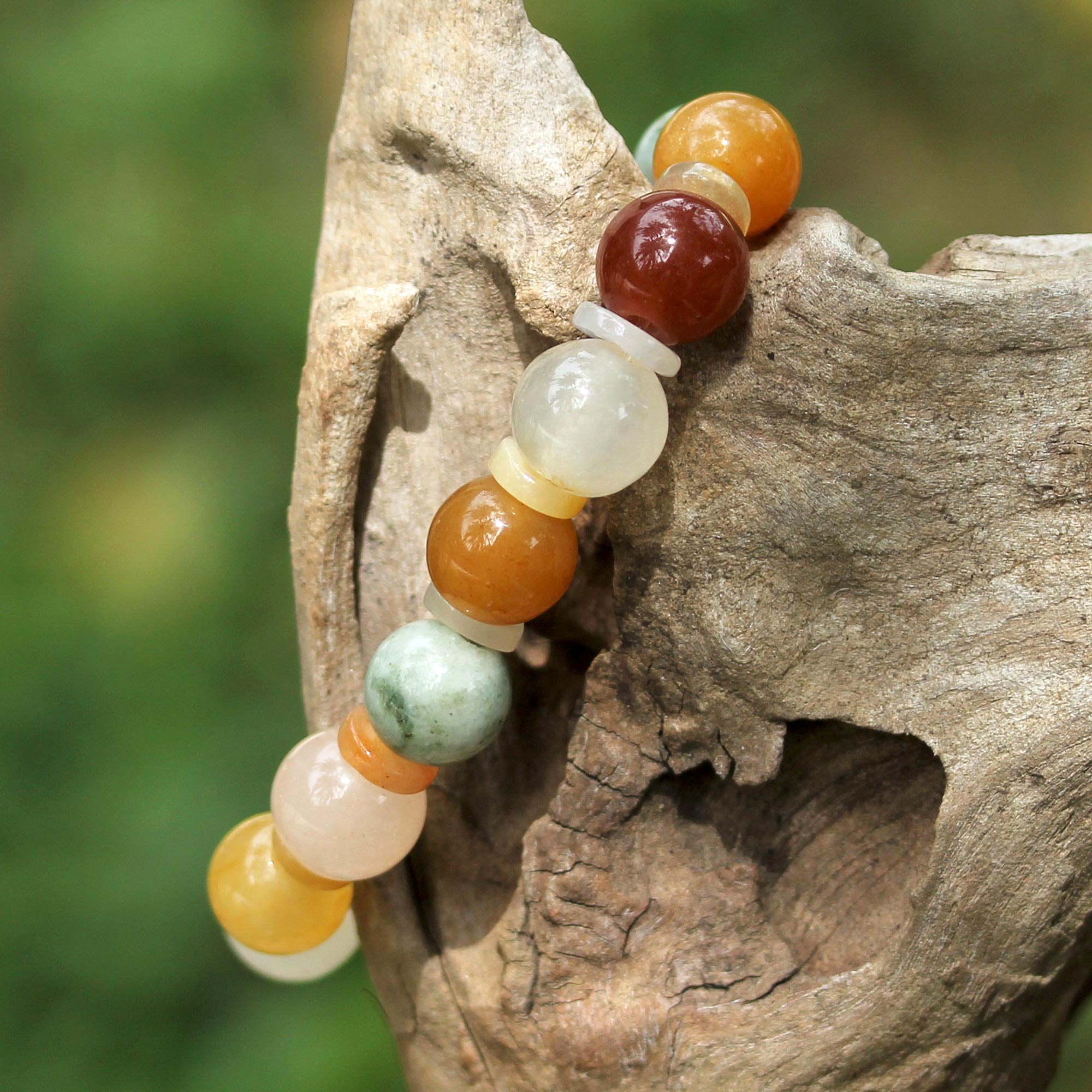 Premium Elephant Memory Beaded Bracelet - Handcrafted Jade & Gold