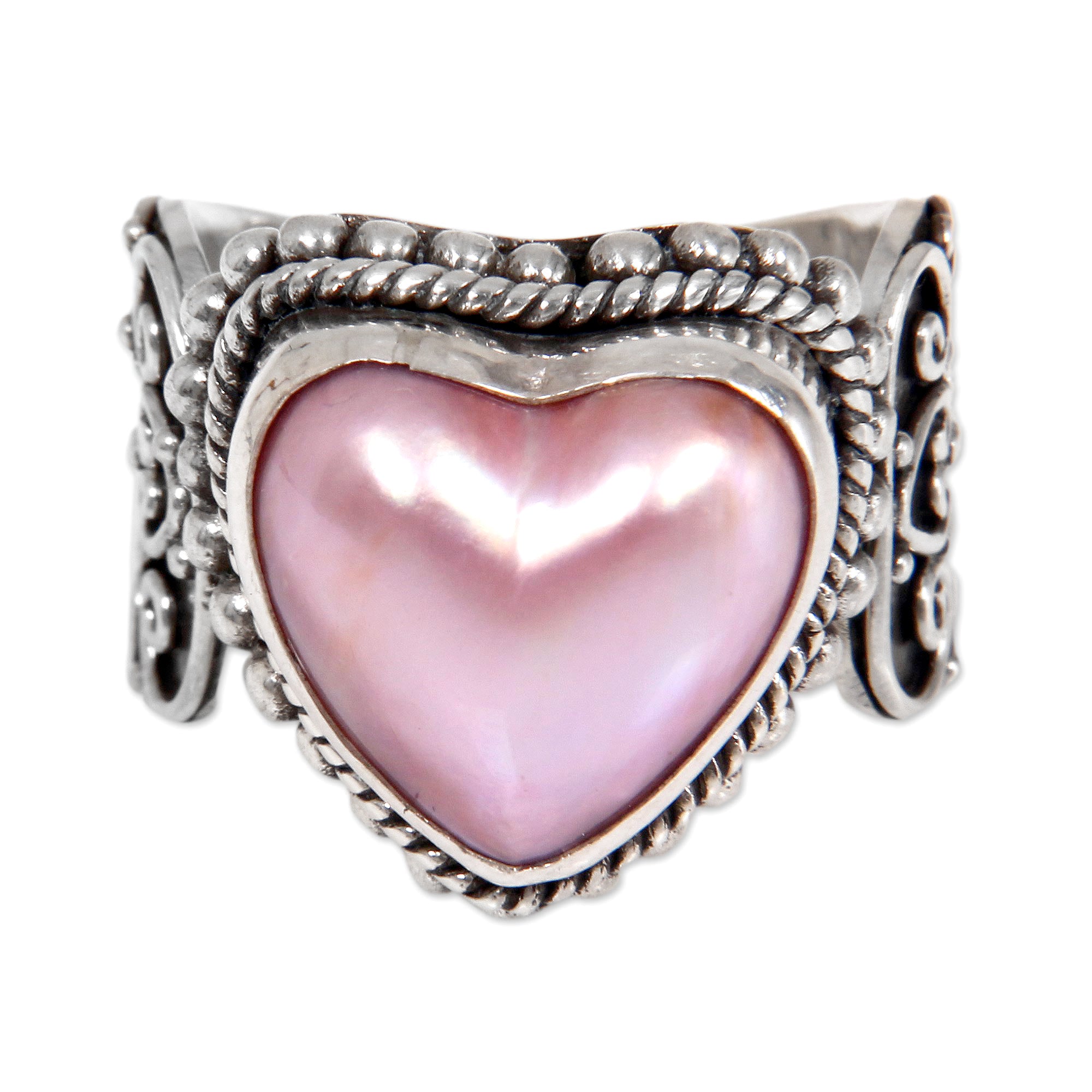 Premium Romantic Heart-Shaped Pink Mabe Pearl Ring - Ultimate Gift for Her