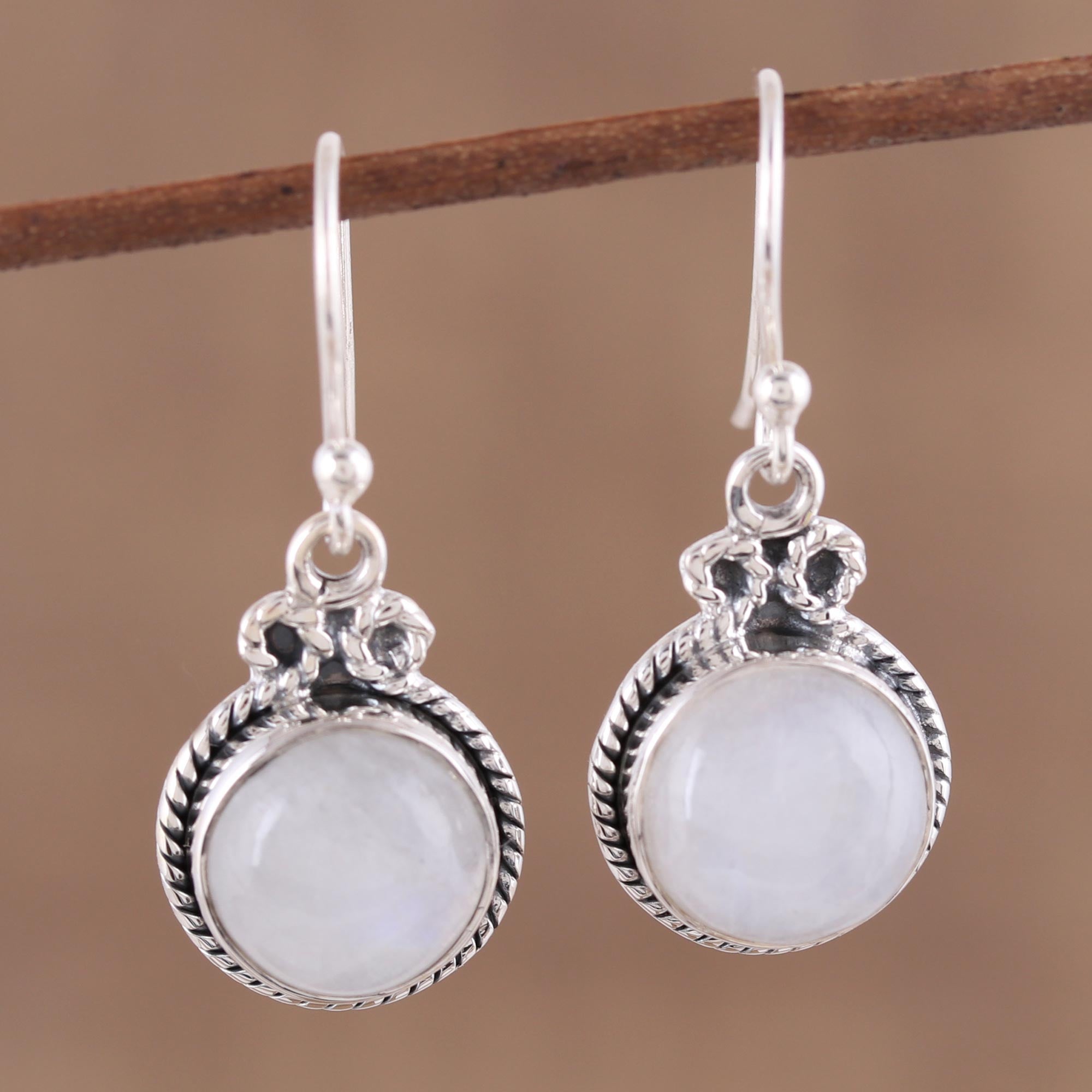 Premium Rainbow Moonstone Dangle Earrings - Handcrafted Sterling Silver Jewelry