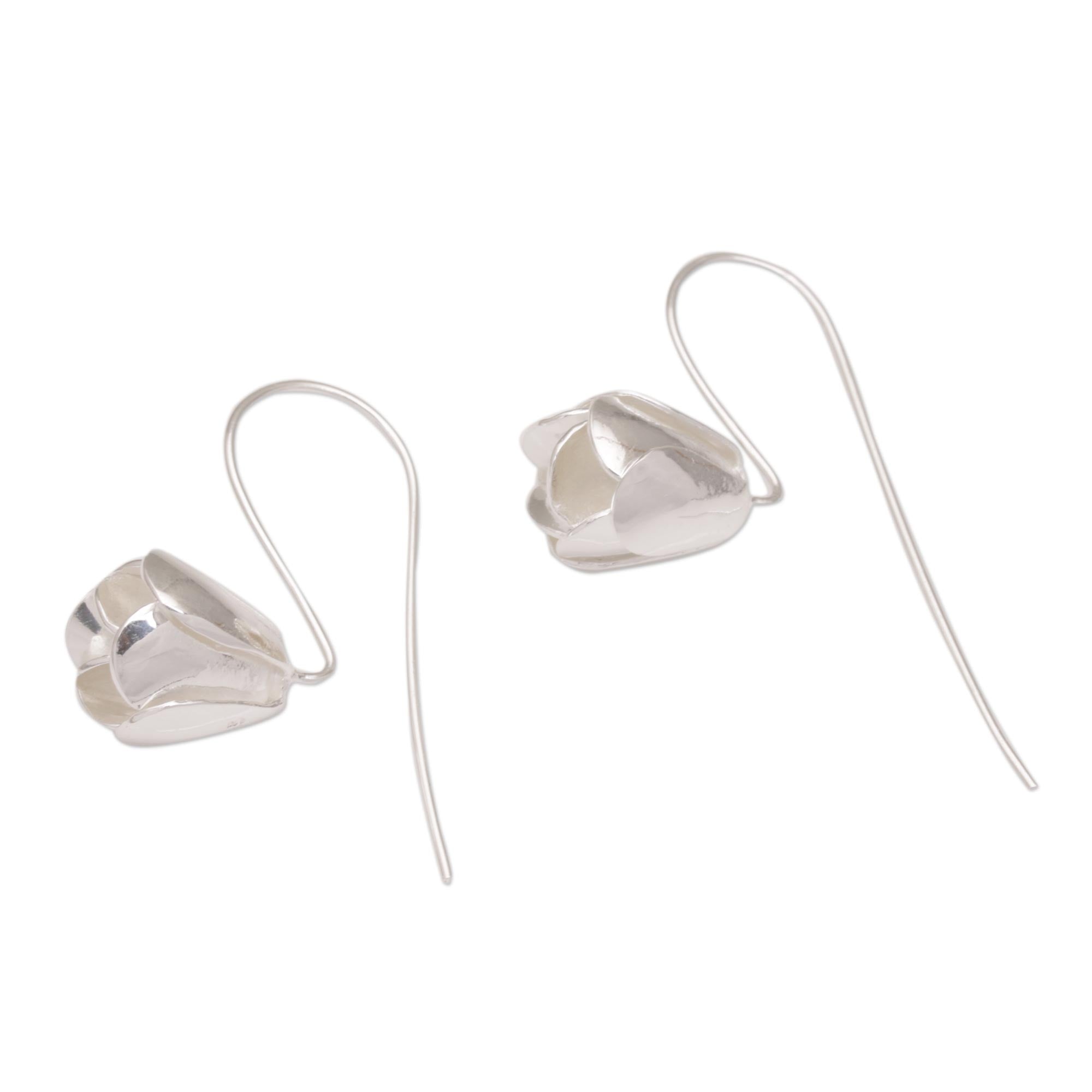 Premium Modest Primrose Floral Drop Earrings in Sterling Silver – Handcrafted in Bali