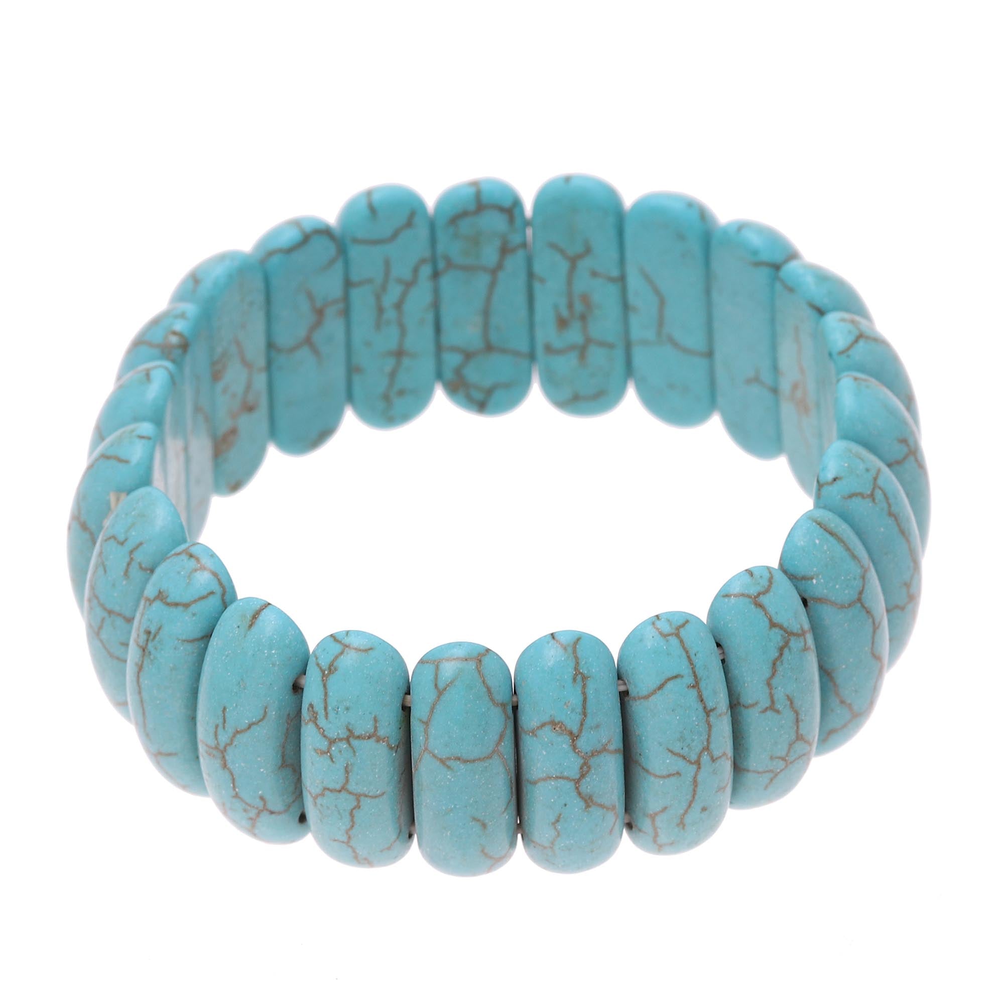 Premium Cool Water Turquoise Beaded Stretch Bracelet - Summer Refresh Style