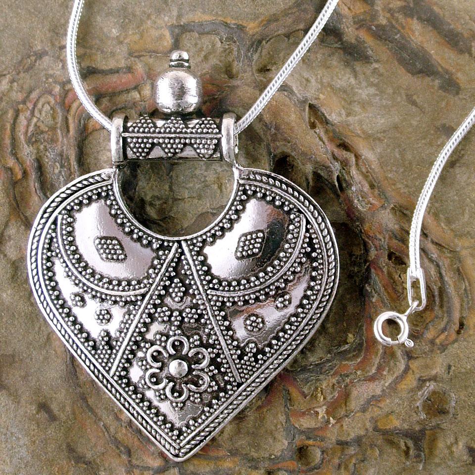 Premium Mighty Heart Sterling Silver Pendant Necklace - Handmade Elegance