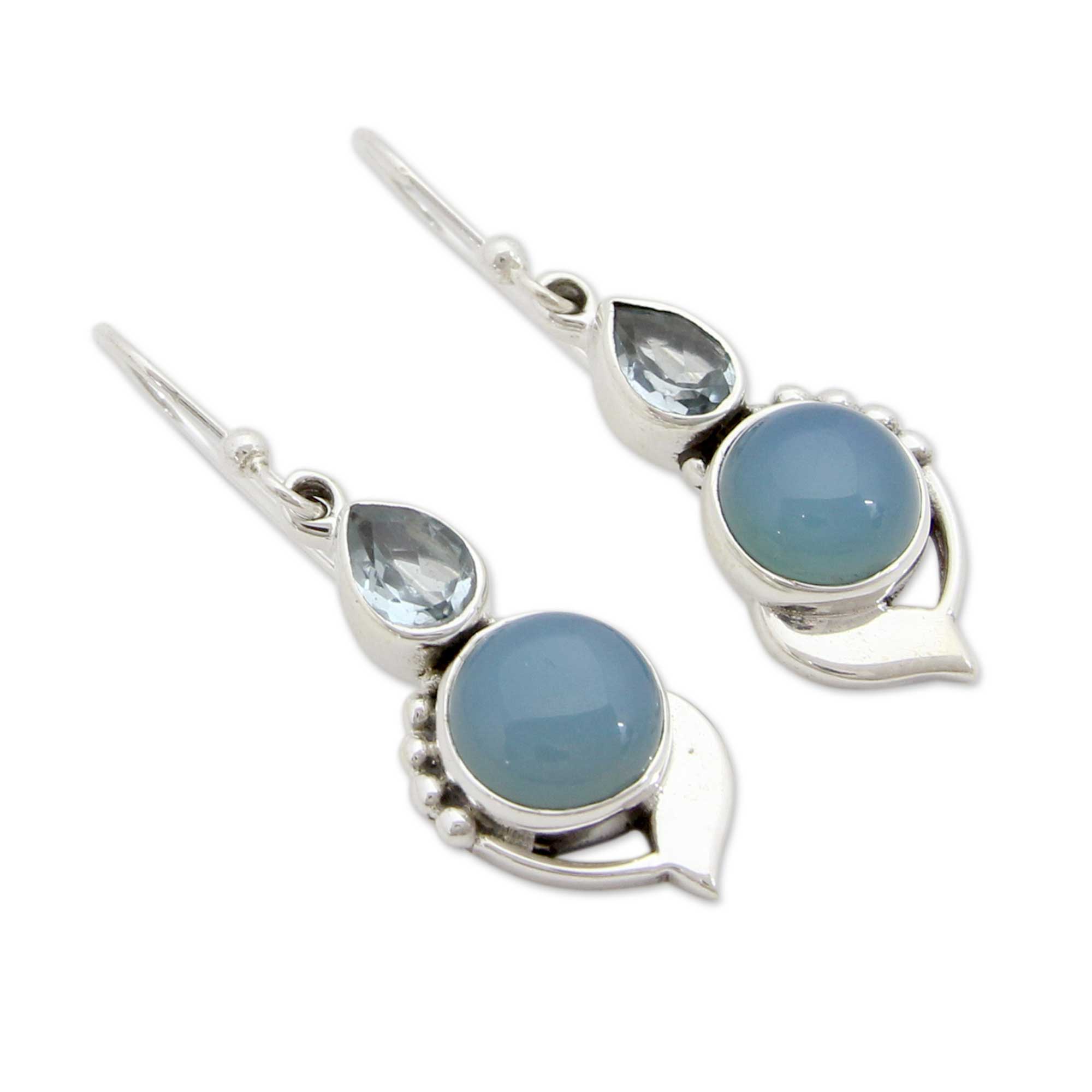 Premium Blue Topaz Silver Dangle Earrings - Modern Romance Collection