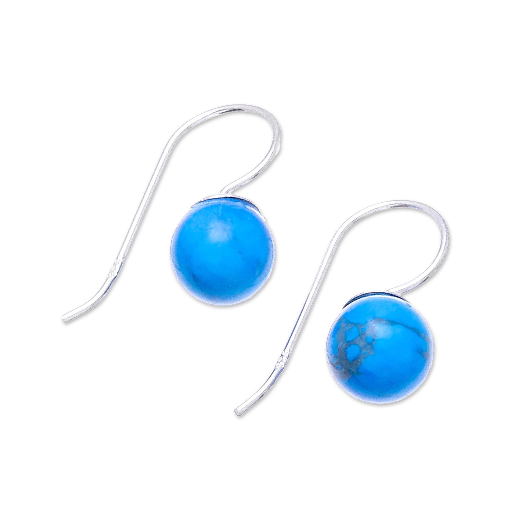 Premium Sterling Silver & Reconstituted Turquoise Drop Earrings – Elegant Handcrafted Design