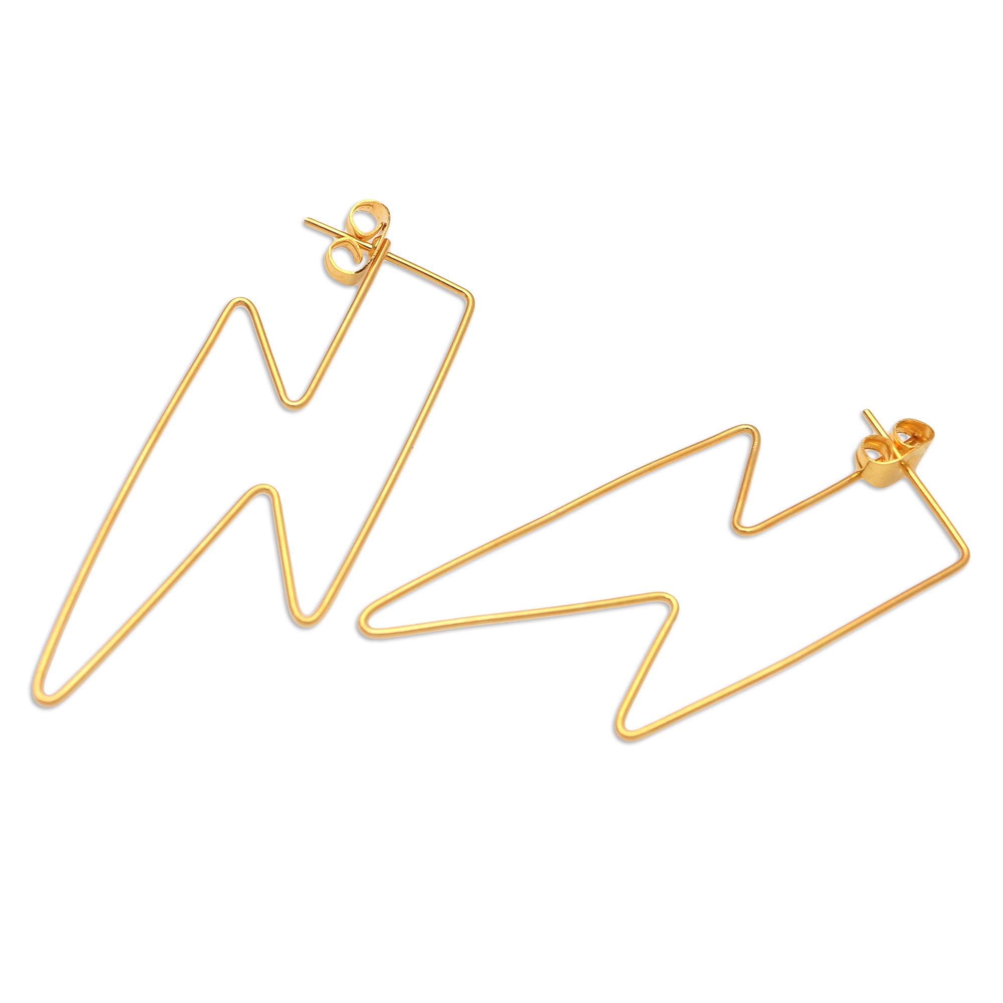 Premium Golden Bolt Gold-Plated Lightening Bolt Drop Earrings