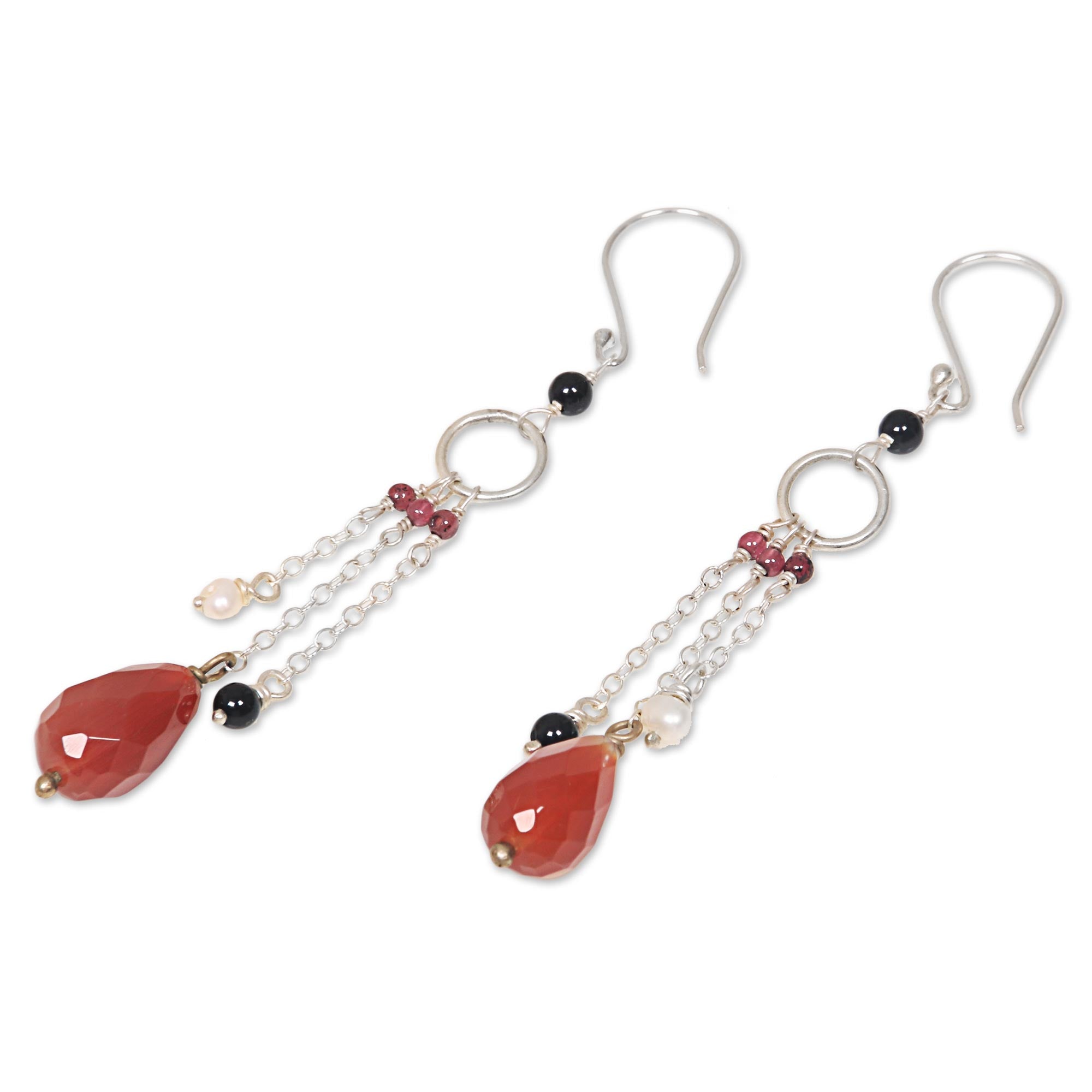 Premium Multi-Gem Cascade Earrings in Sterling Silver