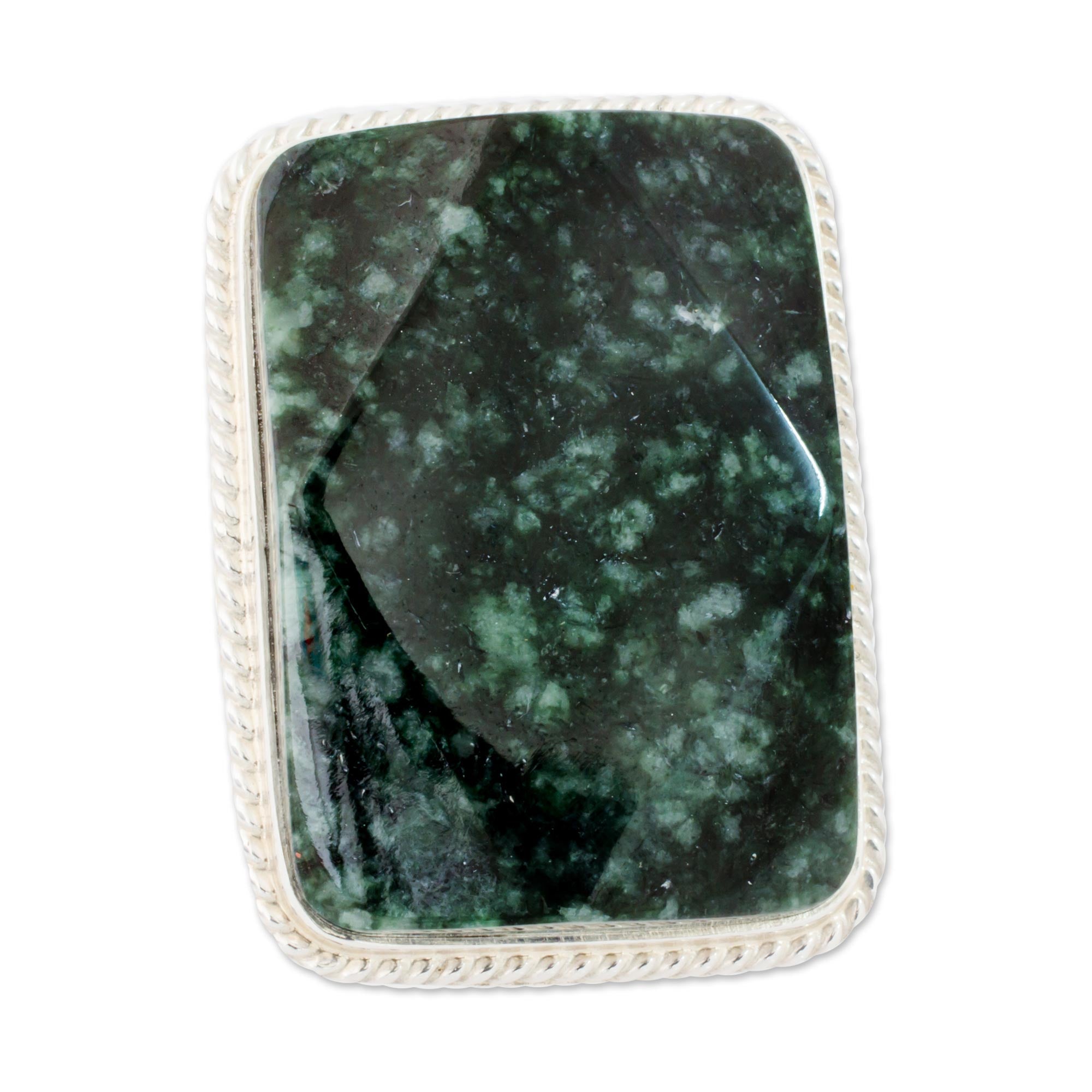 Premium Maya Princess Sterling Silver & Jade Cocktail Ring