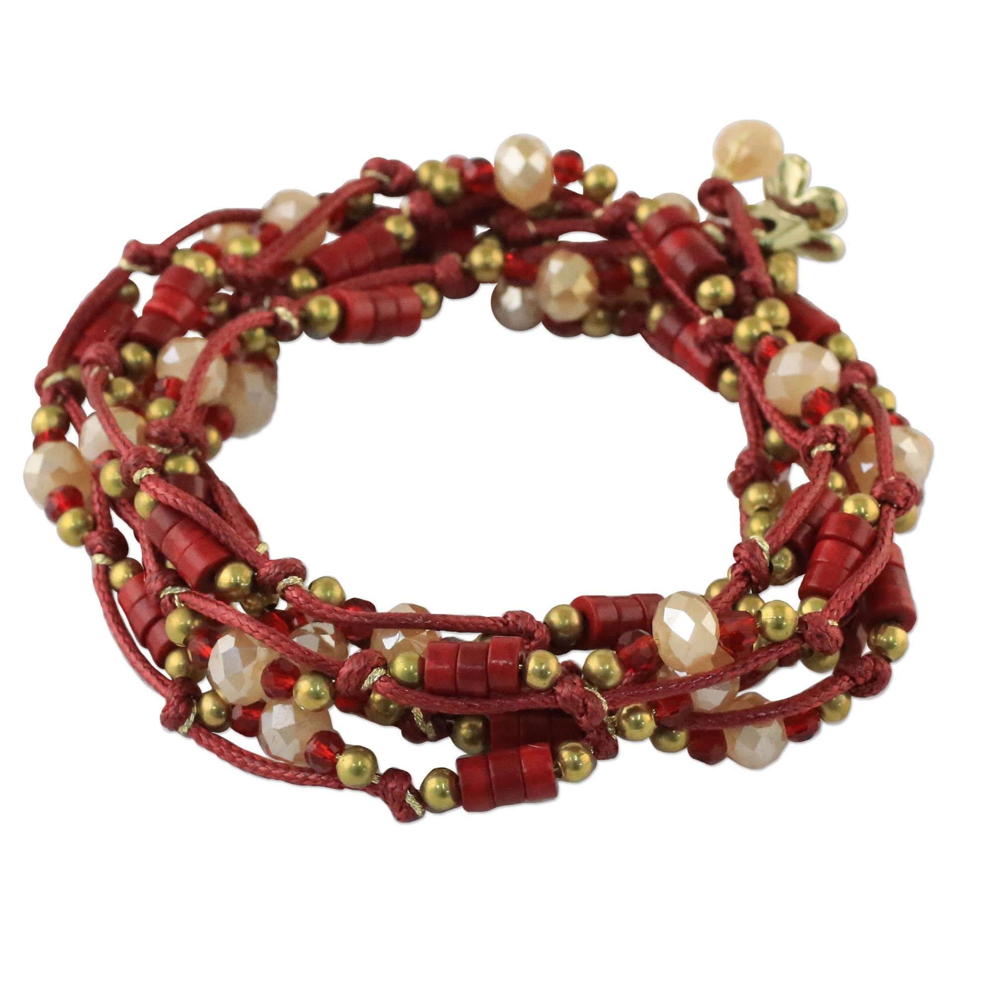 Premium Red Calcite Wrap Bracelet - Handcrafted Party Accessory from Thailand