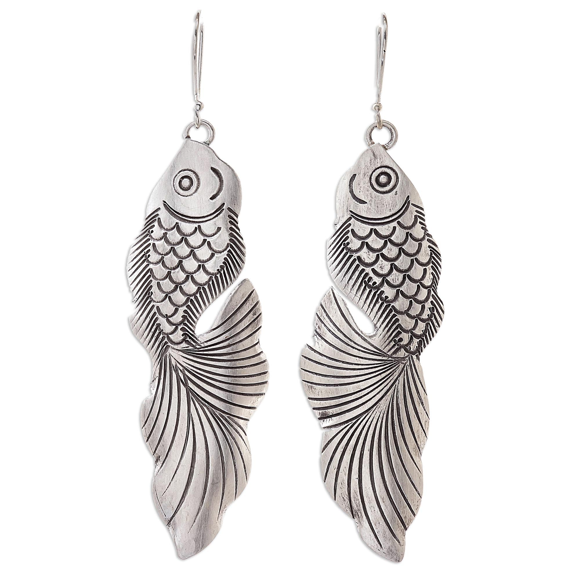 Premium Goldfish Bliss Sterling Silver Dangle Earrings - Handcrafted in Thailand