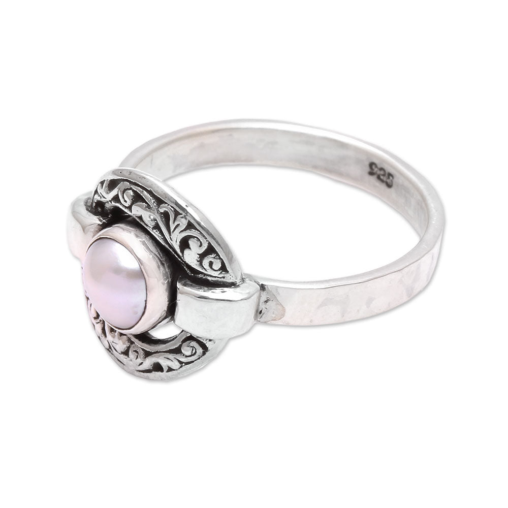 Premium Circular Glow Cultured Pearl Cocktail Ring - Sterling Silver Elegance