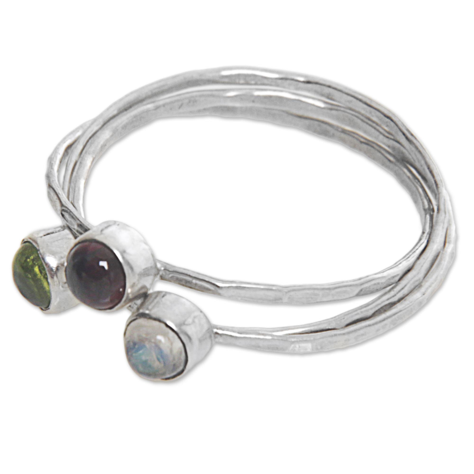 Premium Sterling Silver Trio Gemstone Cocktail Ring