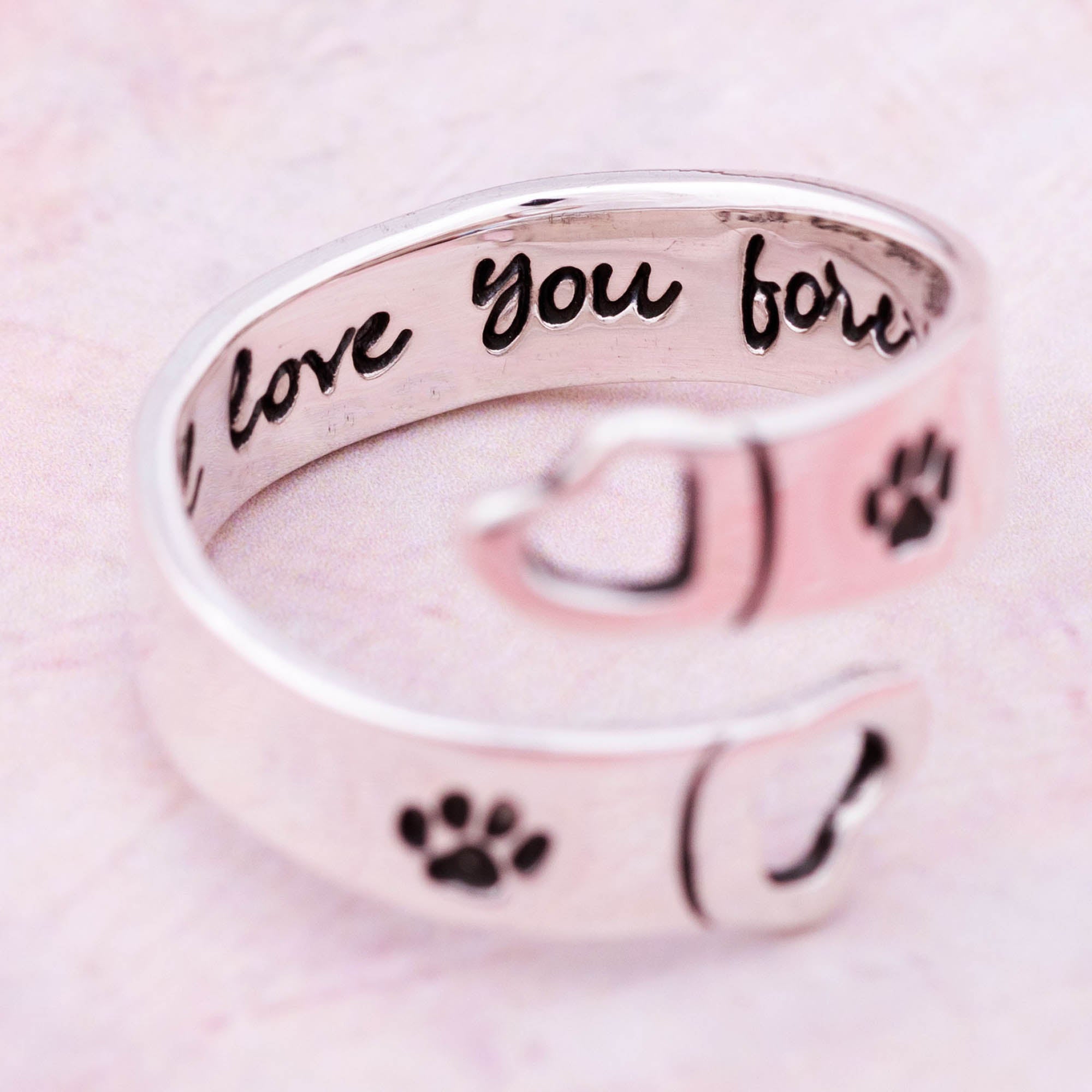 Ultimate Love Forever Adjustable Sterling Silver Paw Print Ring