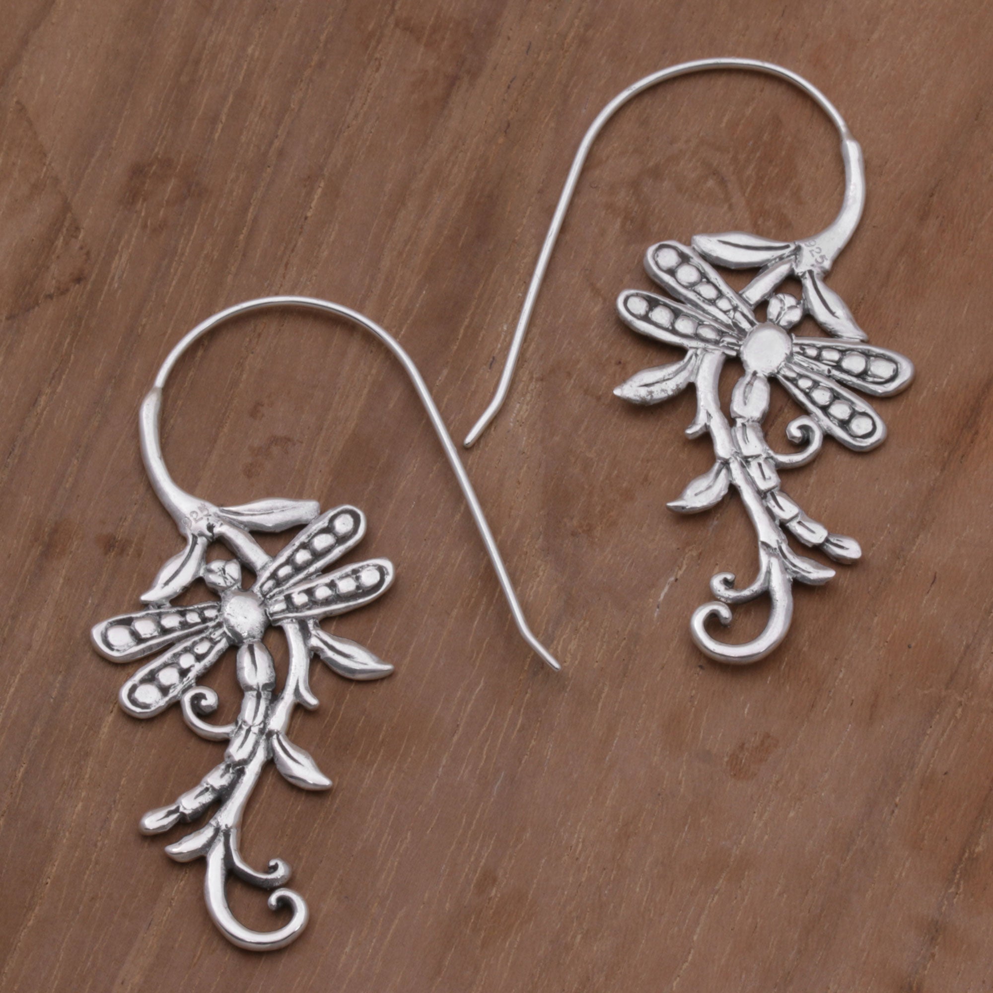 Premium Dragonfly Allure Sterling Silver Drop Earrings