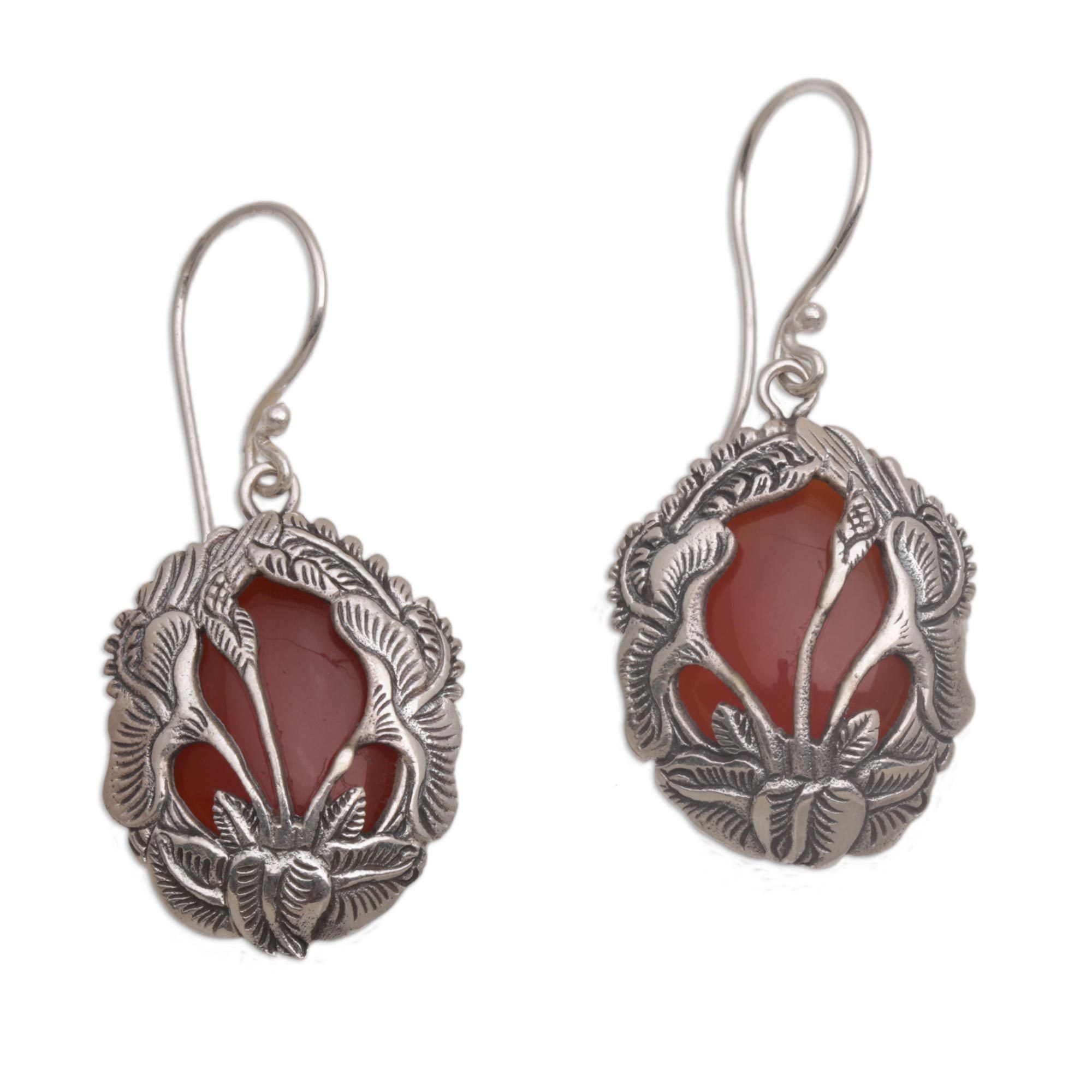 Premium Floral Plains Carnelian Dangle Earrings