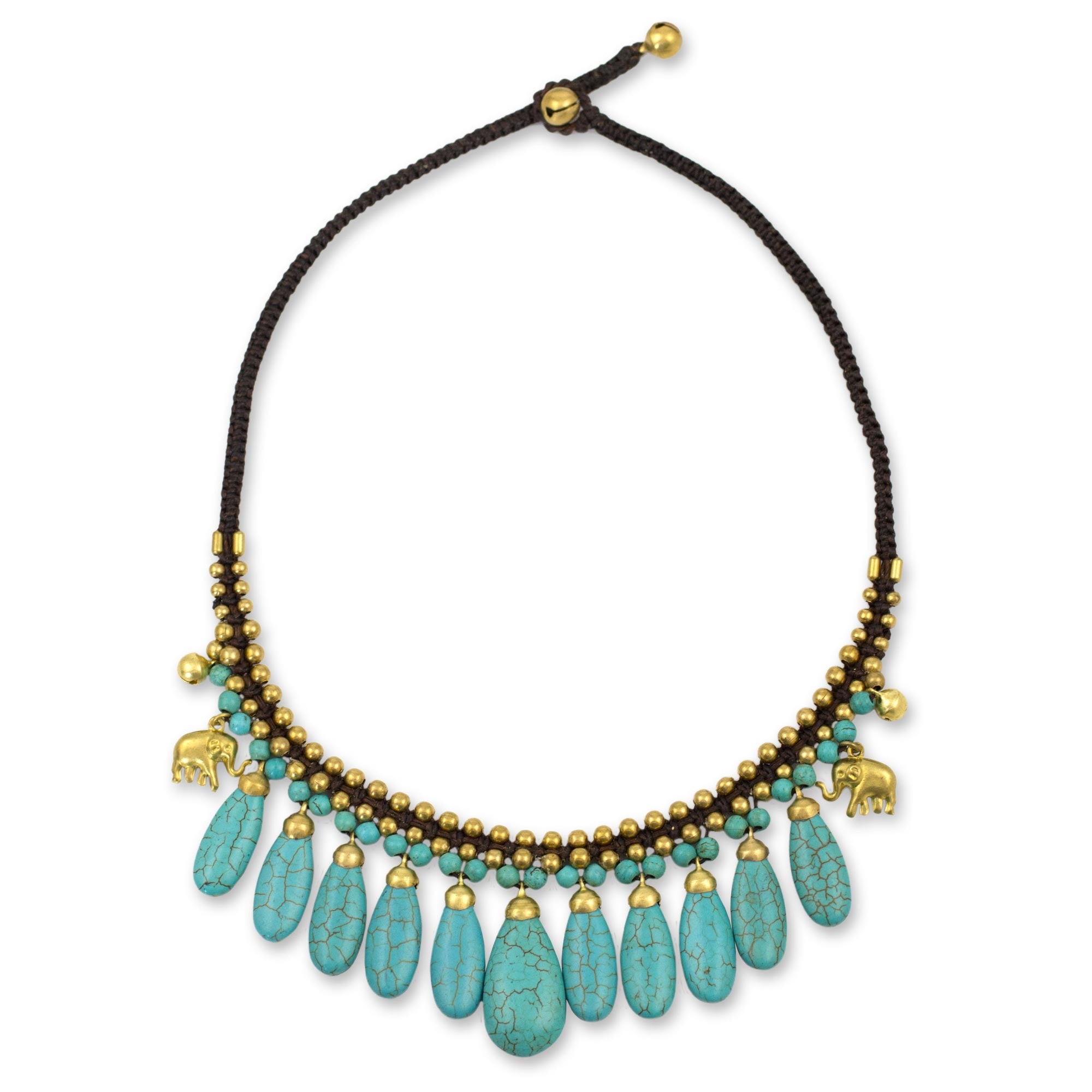 Premium Turquoise Elephant Beaded Necklace - Siam Legacy Collection