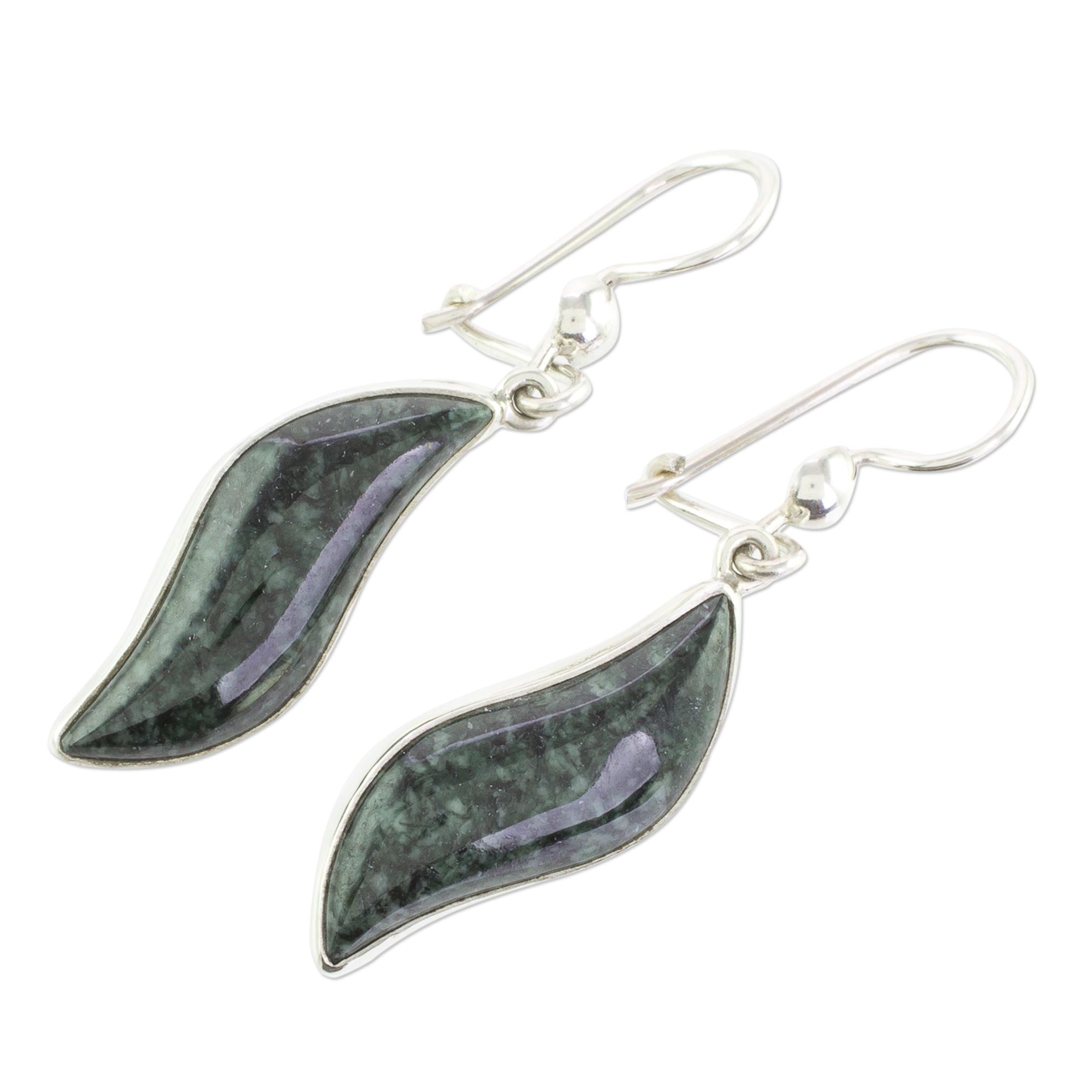 Premium Floating Breeze Dark Green Jade Dangle Earrings