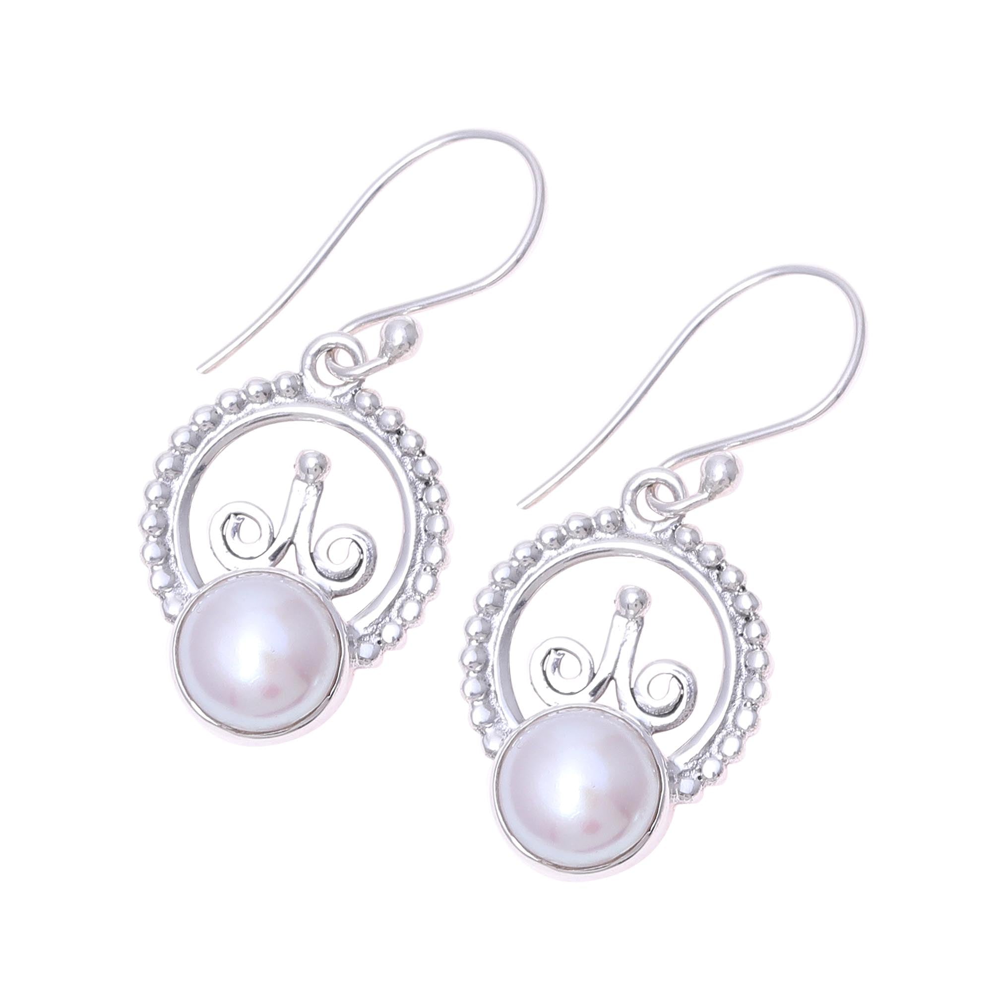 Premium Crowned Pearl Sterling Silver Dangle Earrings – Handcrafted Elegance